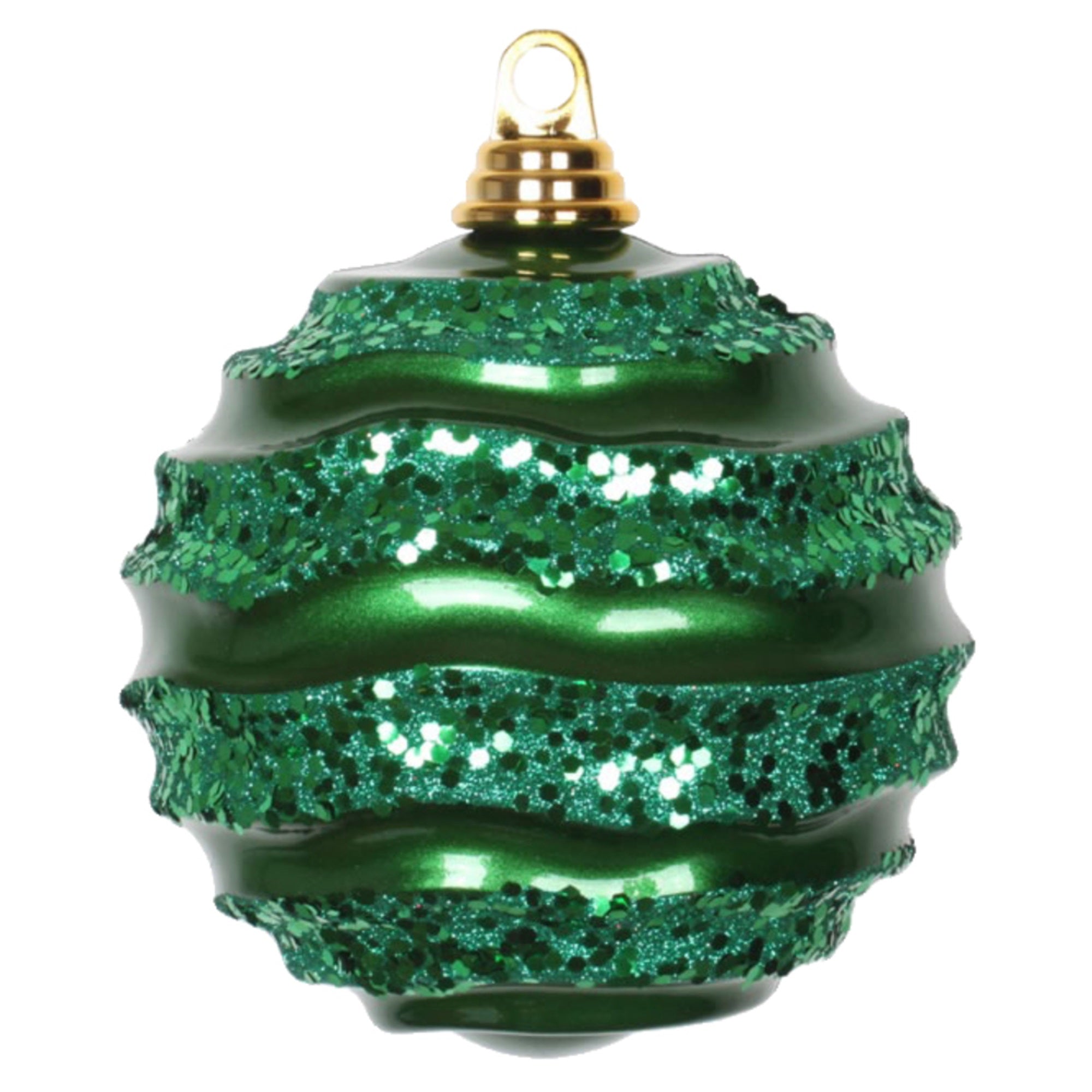 Vickerman 6″ Green Candy Glitter Wave Ball - M132004