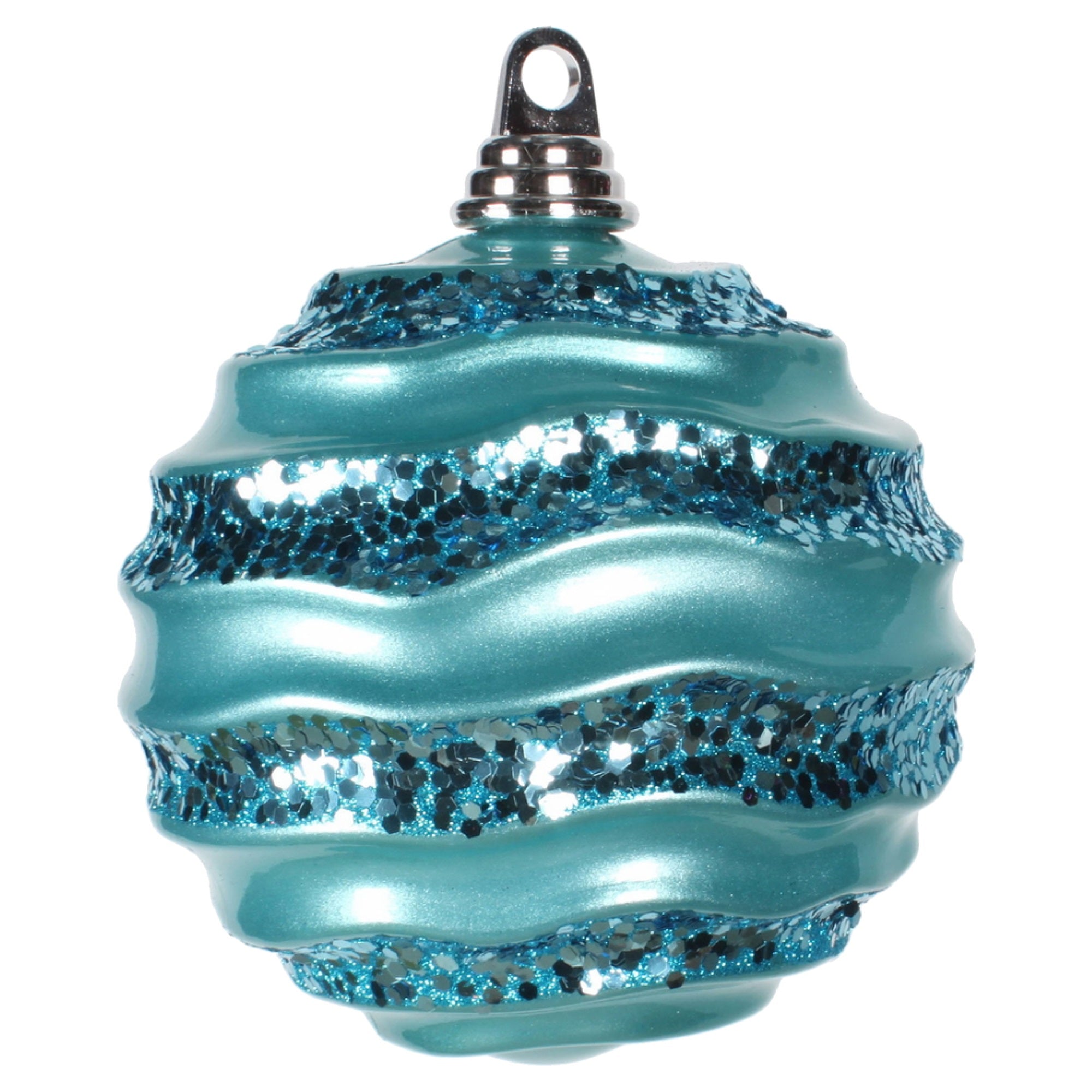 Vickerman 6'' Turquoise Candy Glitter Wave Ball - M132012