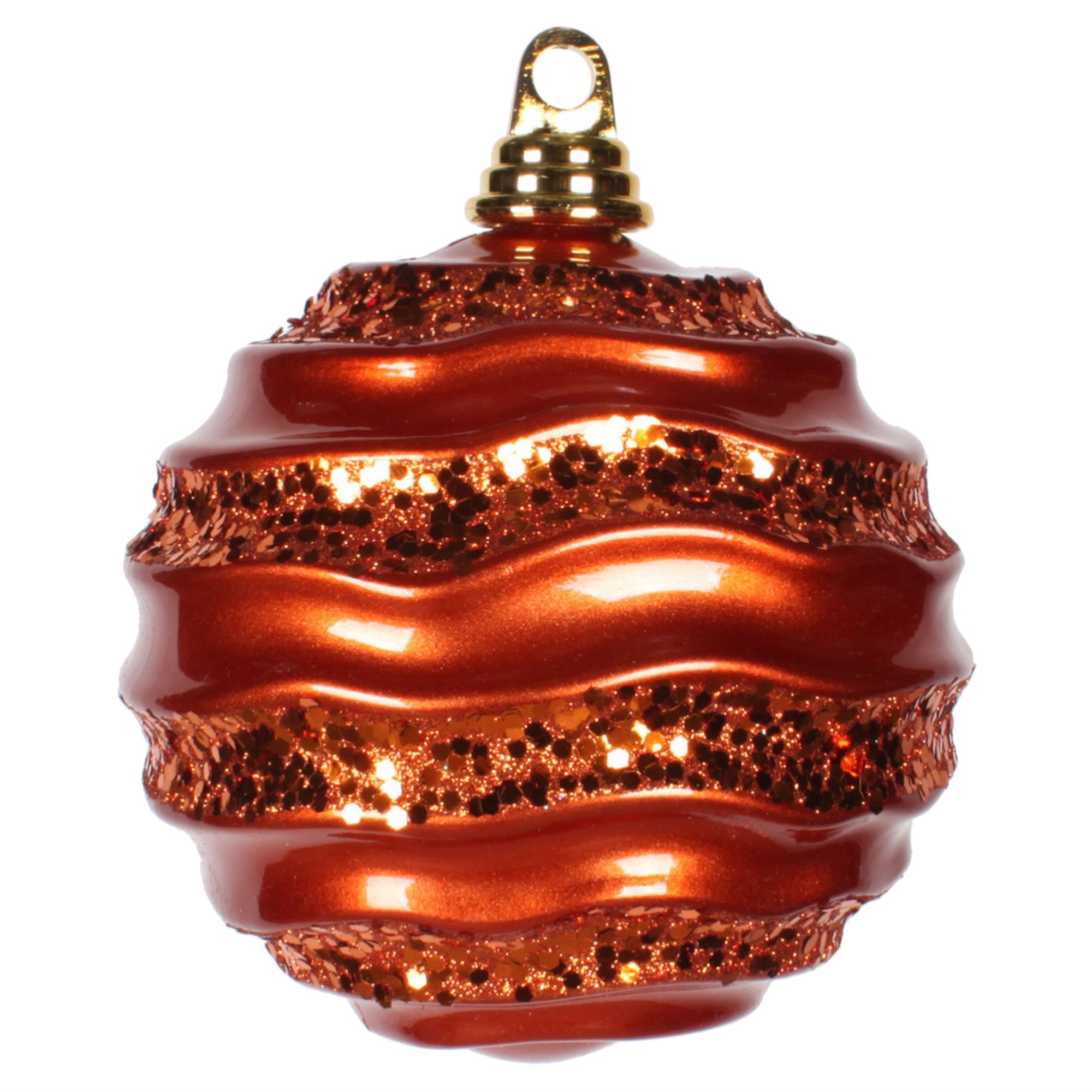 Vickerman 6'' Orange Candy Glitter Wave Ball - M132018