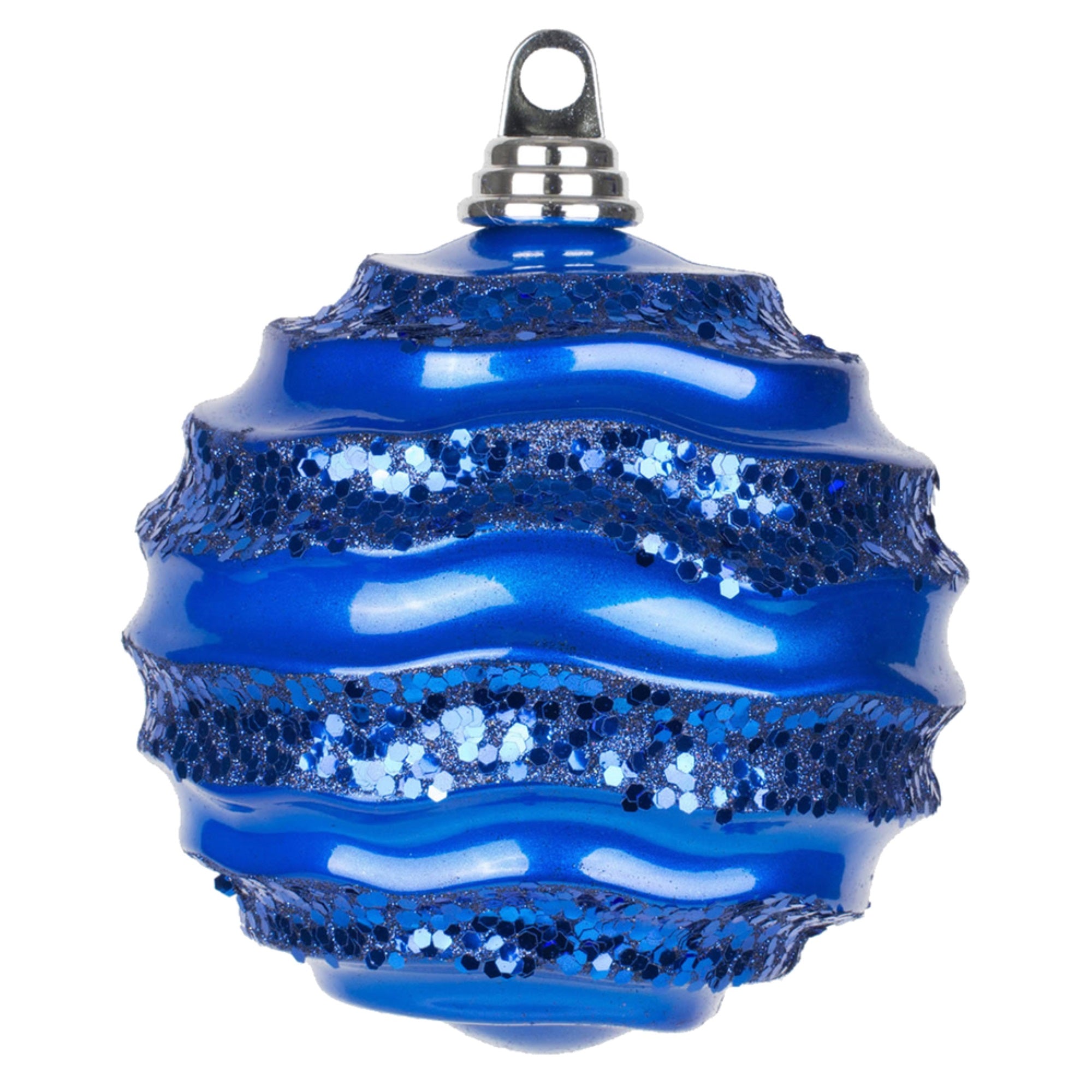 Vickerman 8″ Blue Candy Glitter Wave Ball - M132102