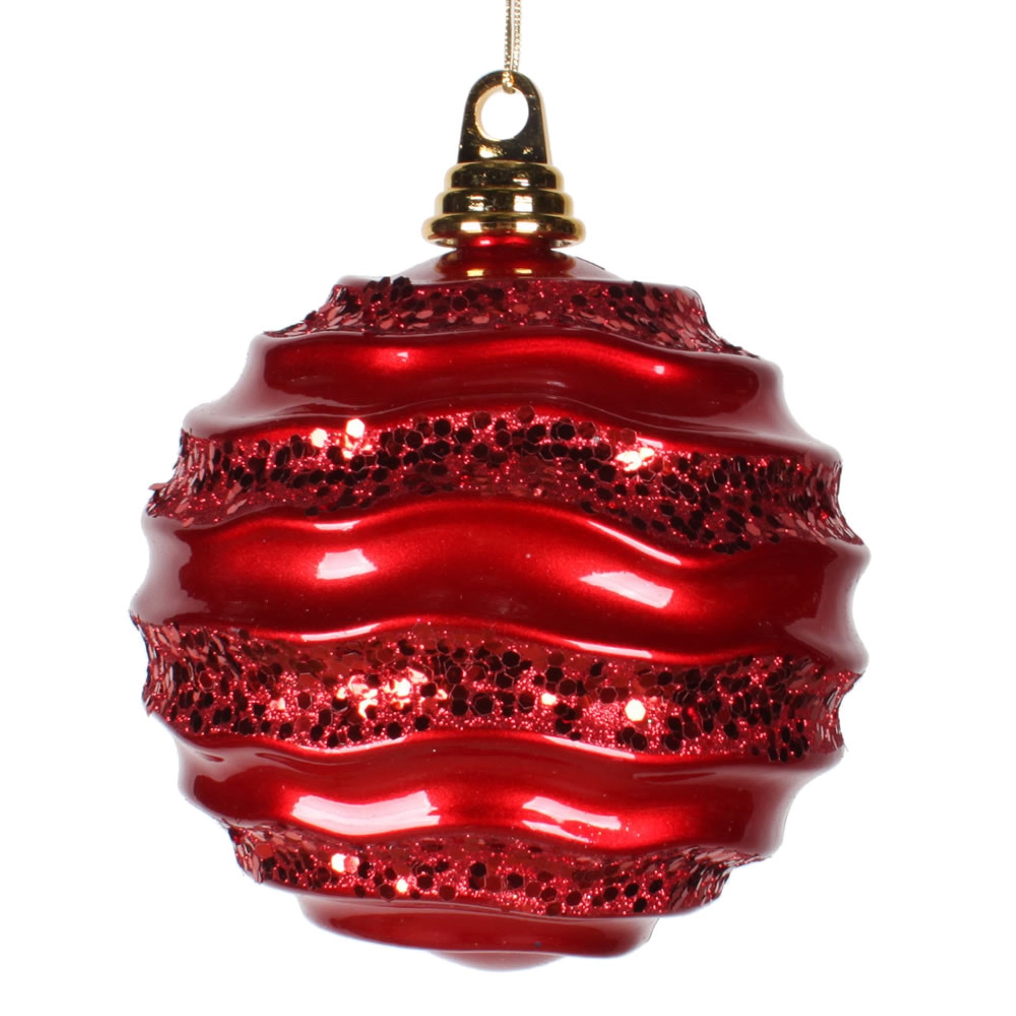 Vickerman 8'' Red Candy Glitter Wave Ball - M132103