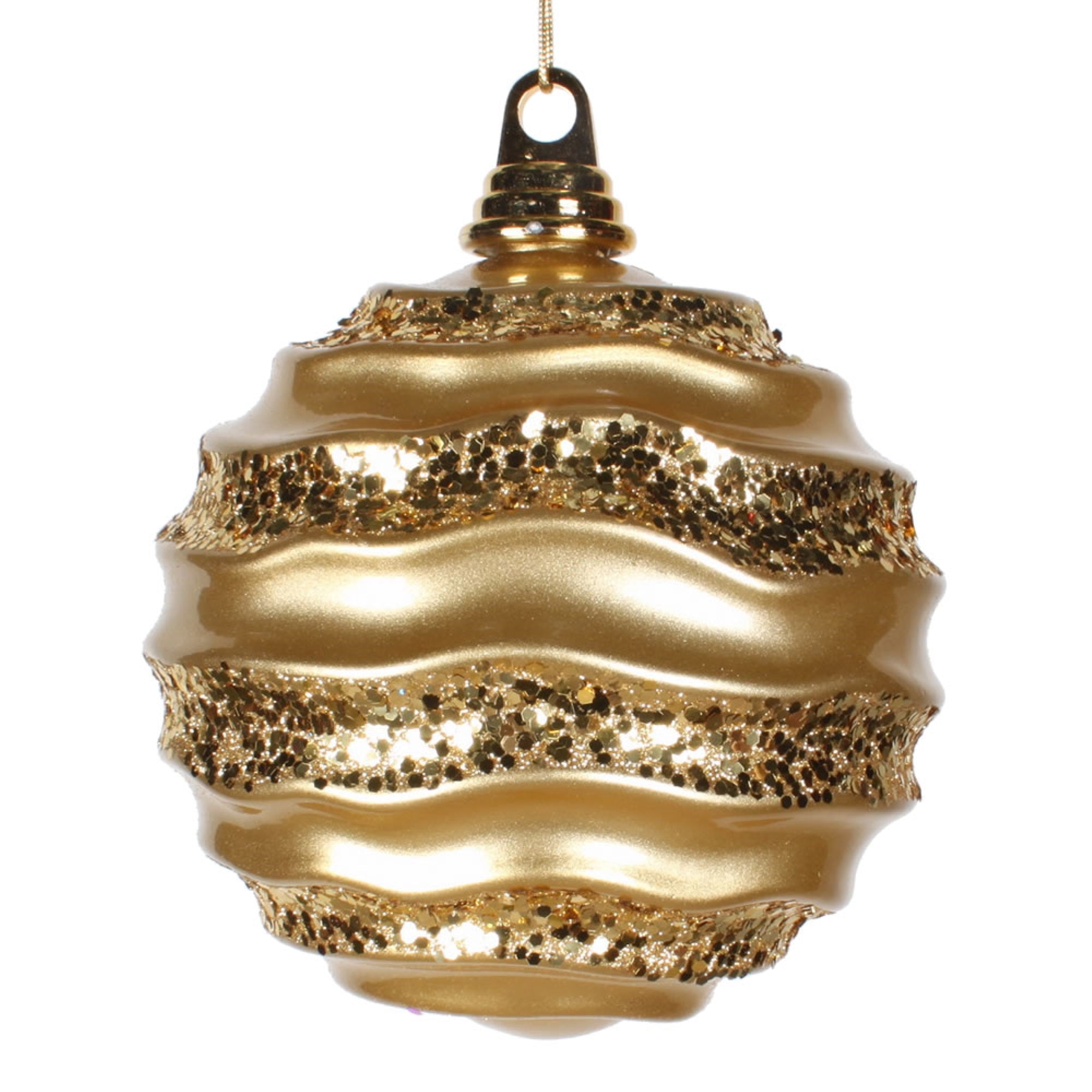 Vickerman 8'' Gold Candy Glitter Wave Ball - M132108