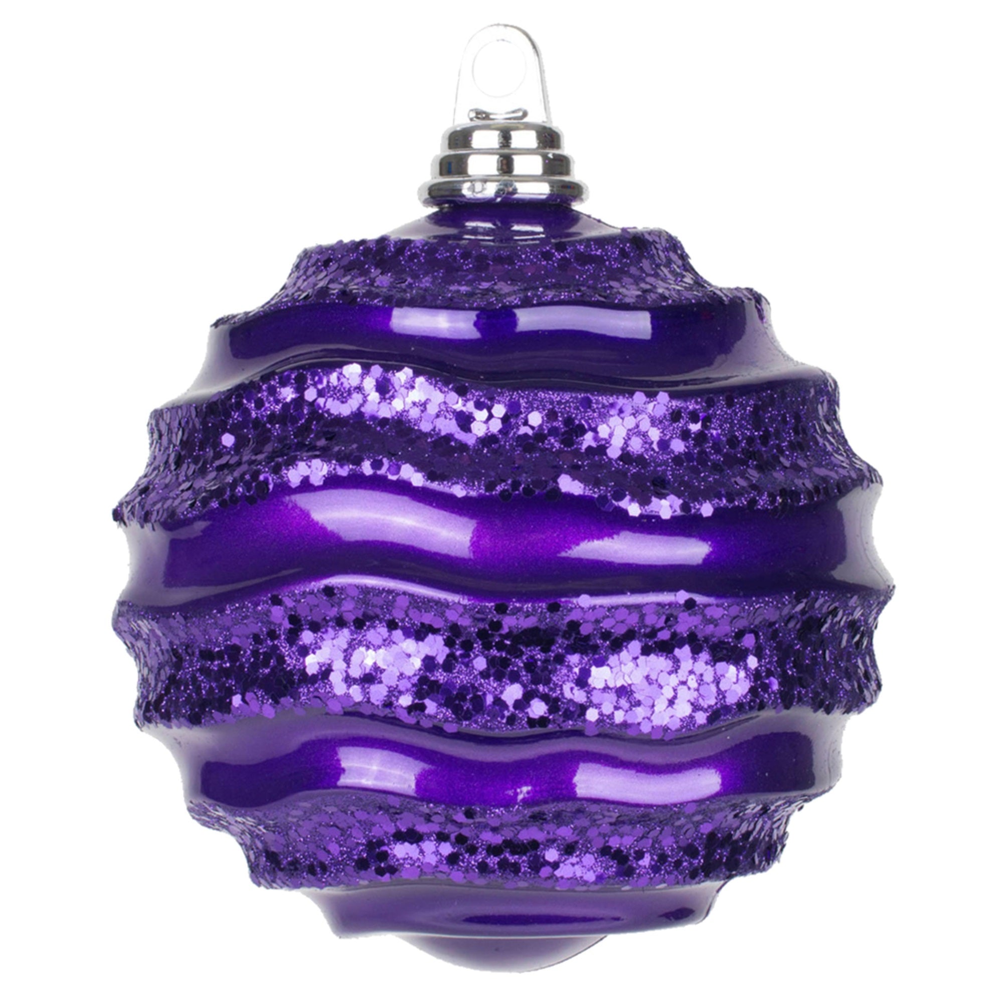 Vickerman 8″ Plum Candy Glitter Wave Ball - M132126