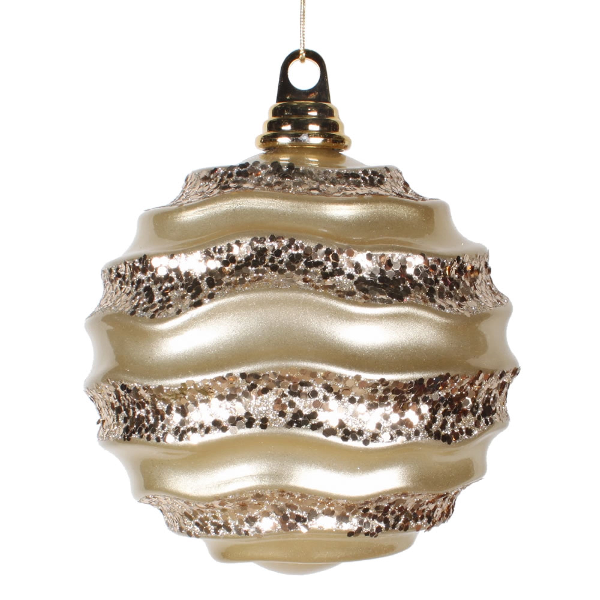 Vickerman 8'' Champagne Candy Glitter Wave Ball - M132138