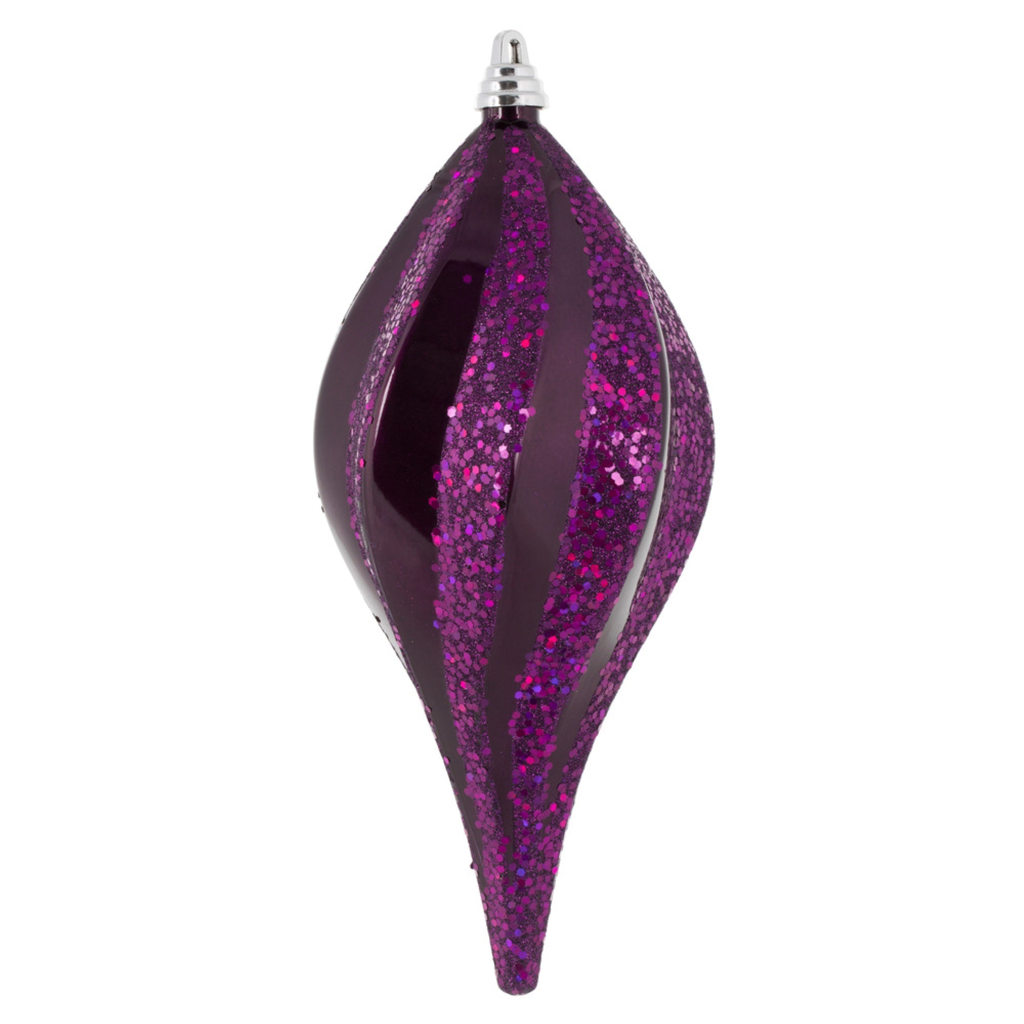 Vickerman 12″ Plum Candy Glitter Swirl Drop - M132626