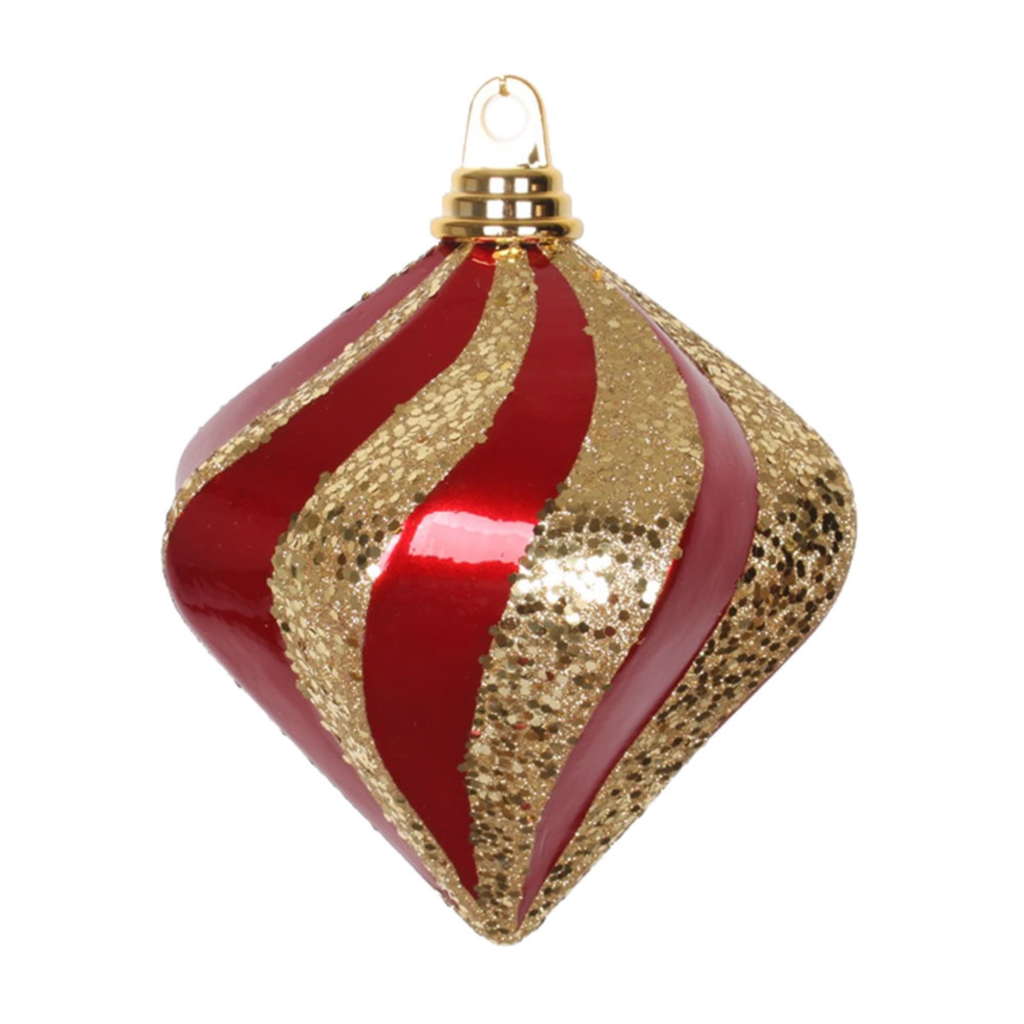 Vickerman 6″ Red-Gold Candy Glitter Swirl Diamond - M133286