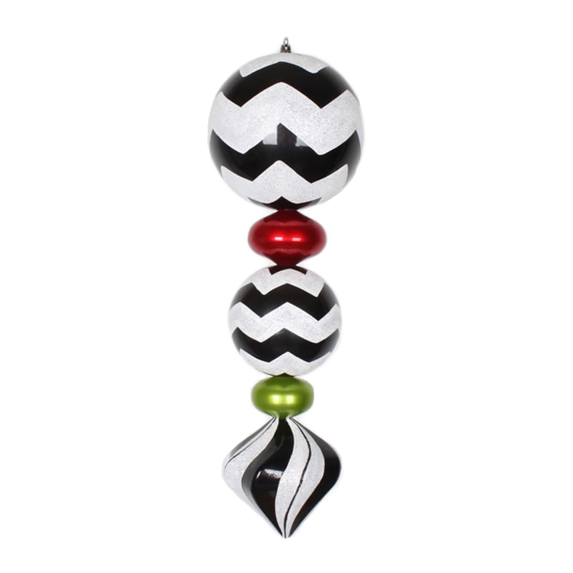 Vickerman 24″ Black/White/Red/Lime Chevron Finial - M149727