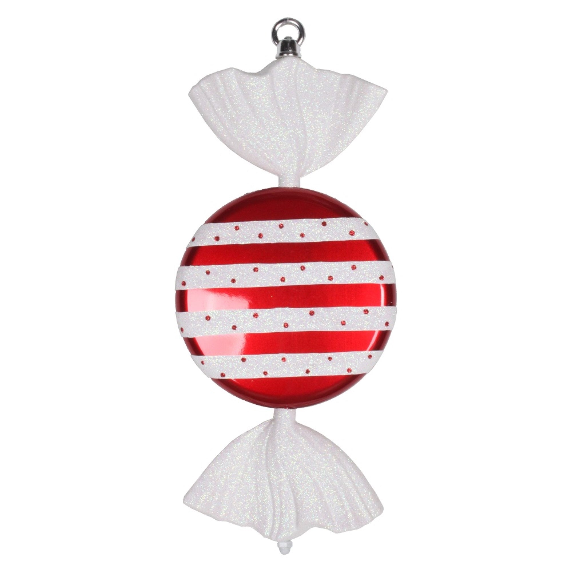 Vickerman 13″ Red-White Stripe Candy Glitter - M152803