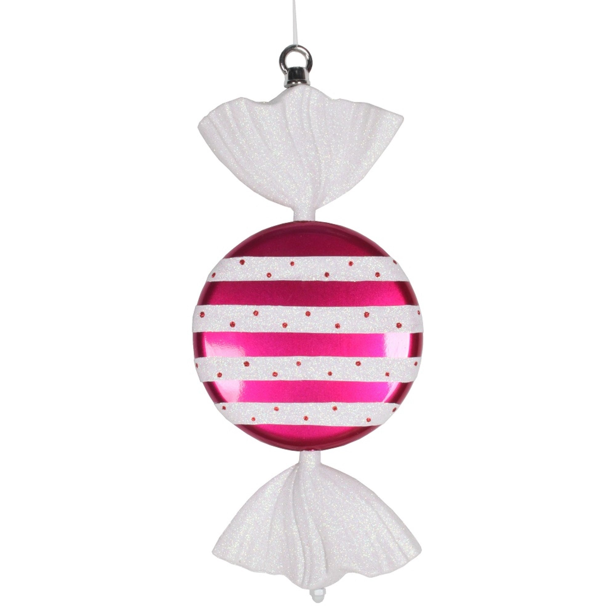 Vickerman 13″ Cerise-White Stripe Candy Glitter - M152805