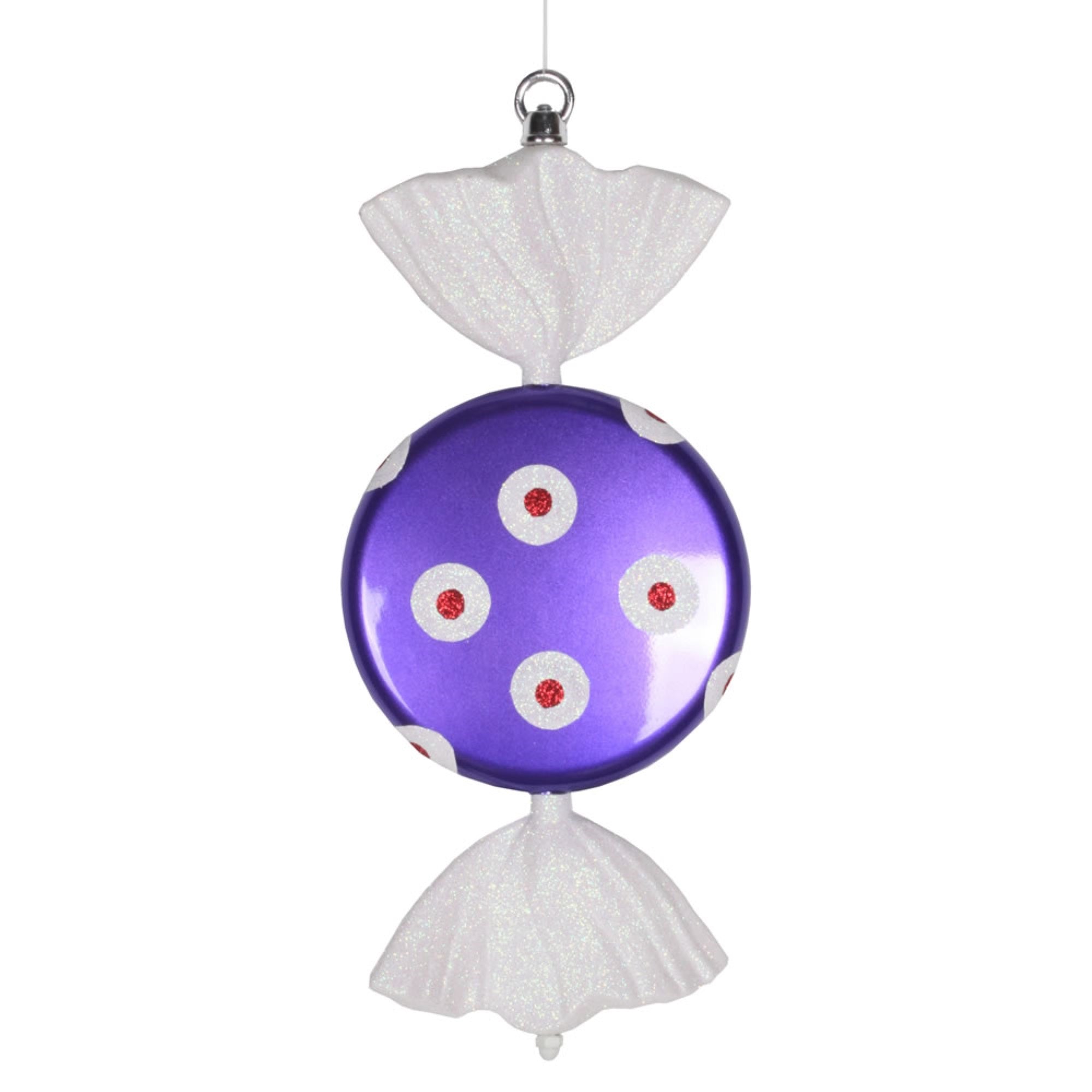 Vickerman 13″ Purp-White Polka Dot Candy Glitter - M152825