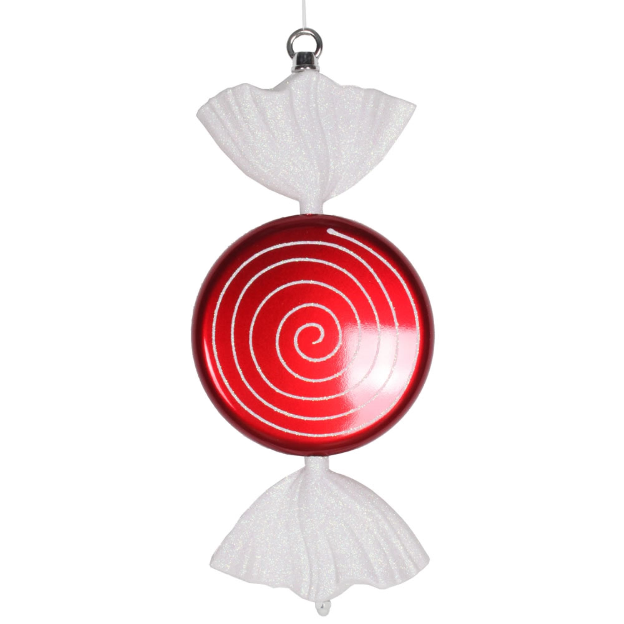 Vickerman 13″ Red-White Candy Swirl Glitter - M152833