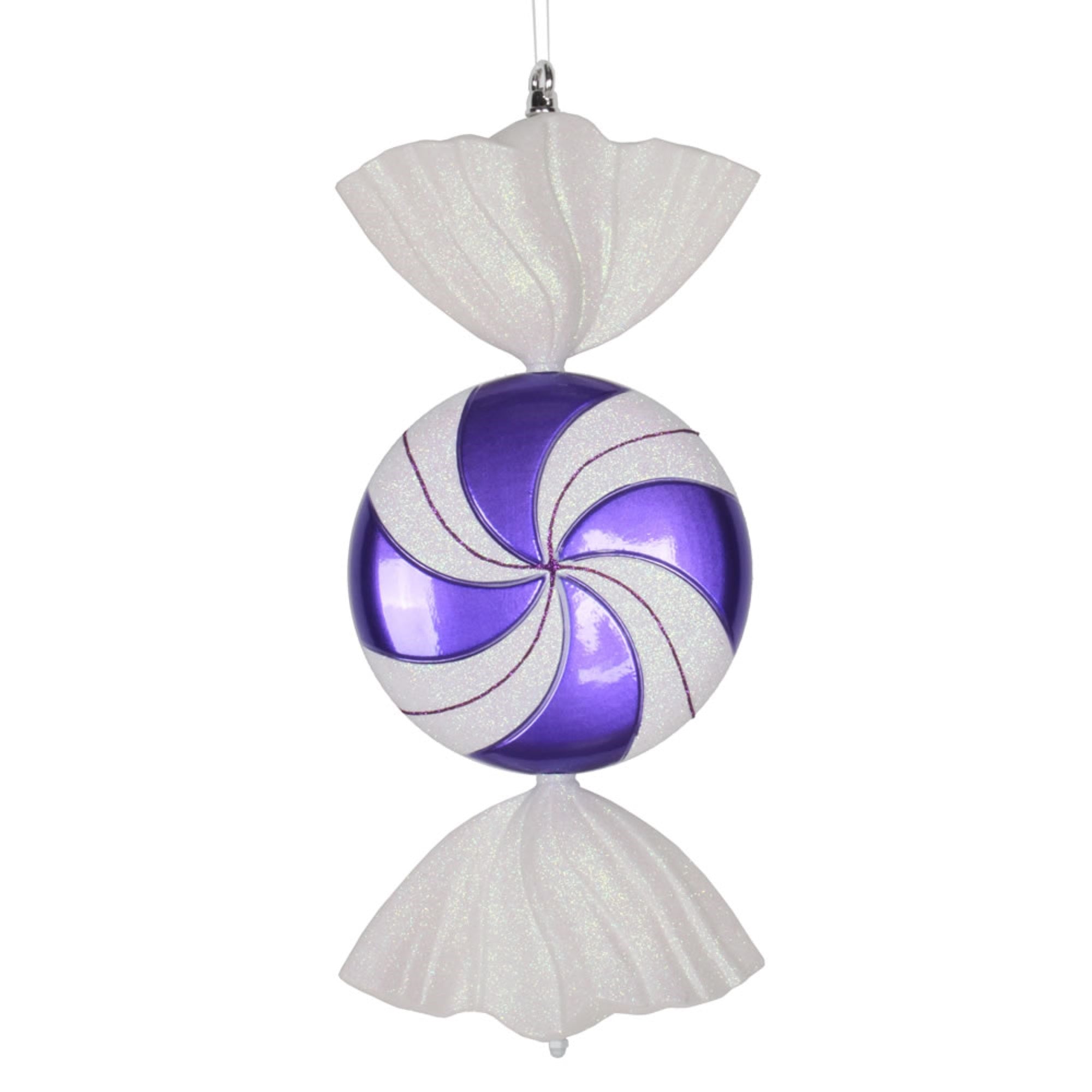 Vickerman 18.5″ Purple-White Swirl Candy Glitter - M153006