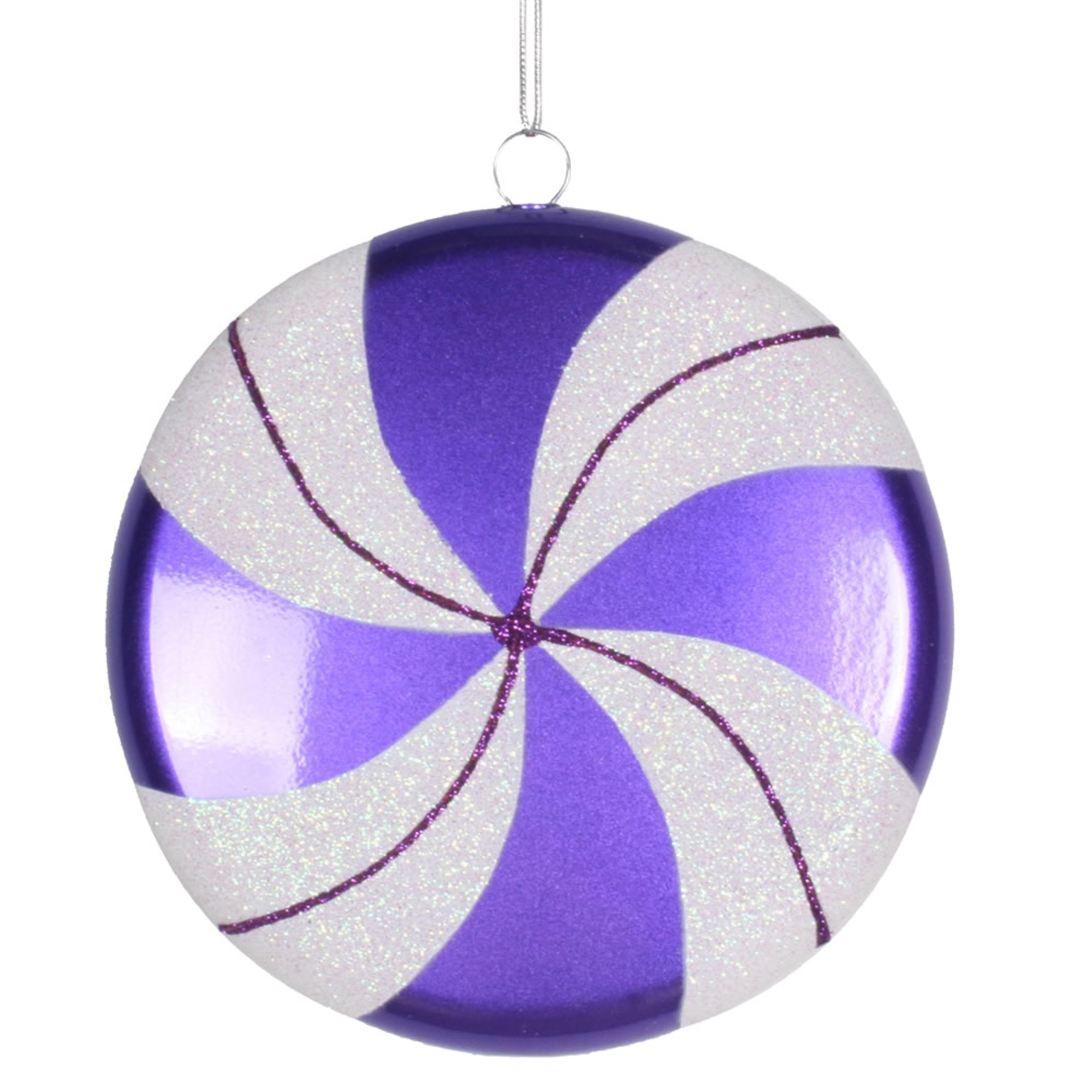 Vickerman 6″ Purple-White Swirl Flat Candy - M153306