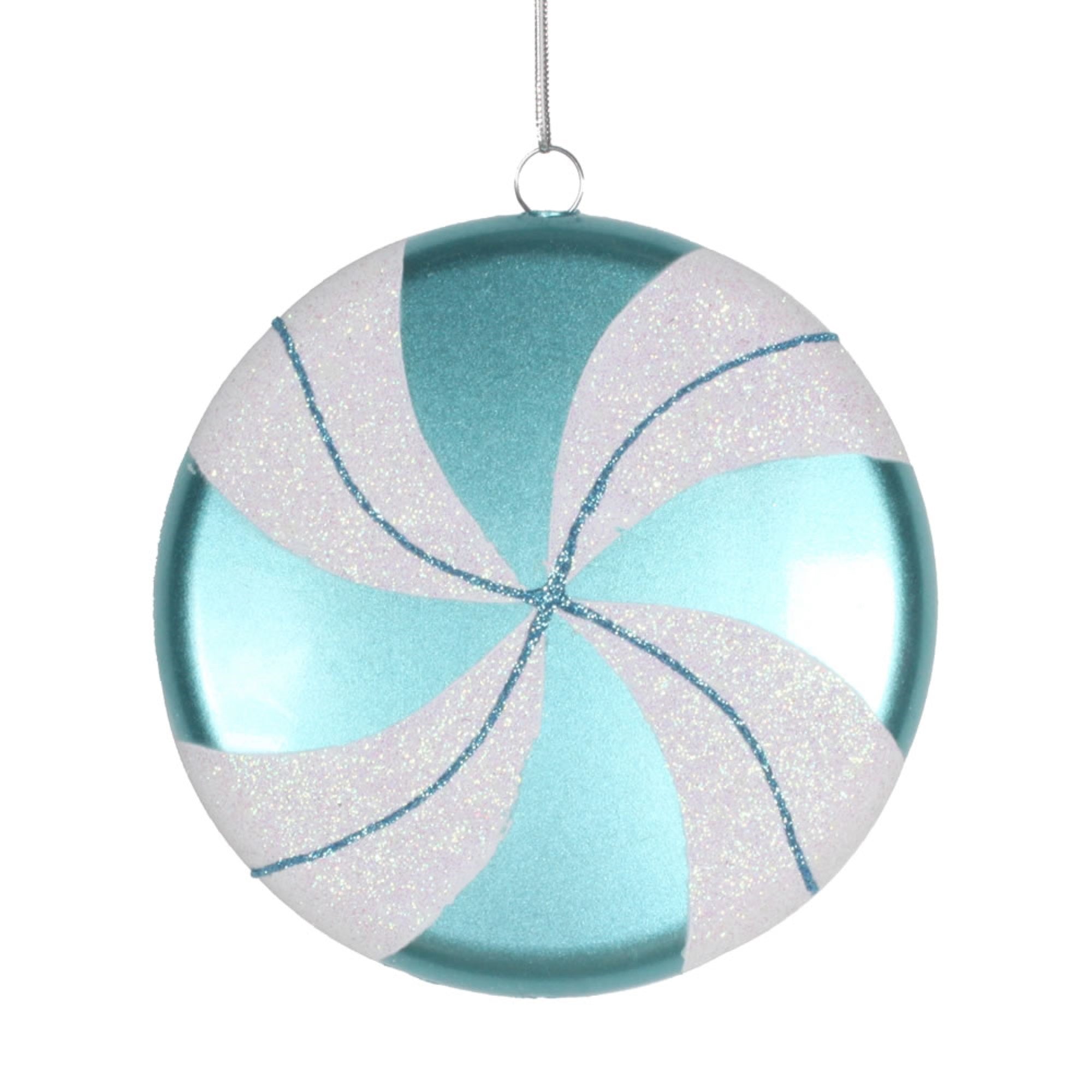 Vickerman 6″ Teal-White Swirl Flat Candy - M153312
