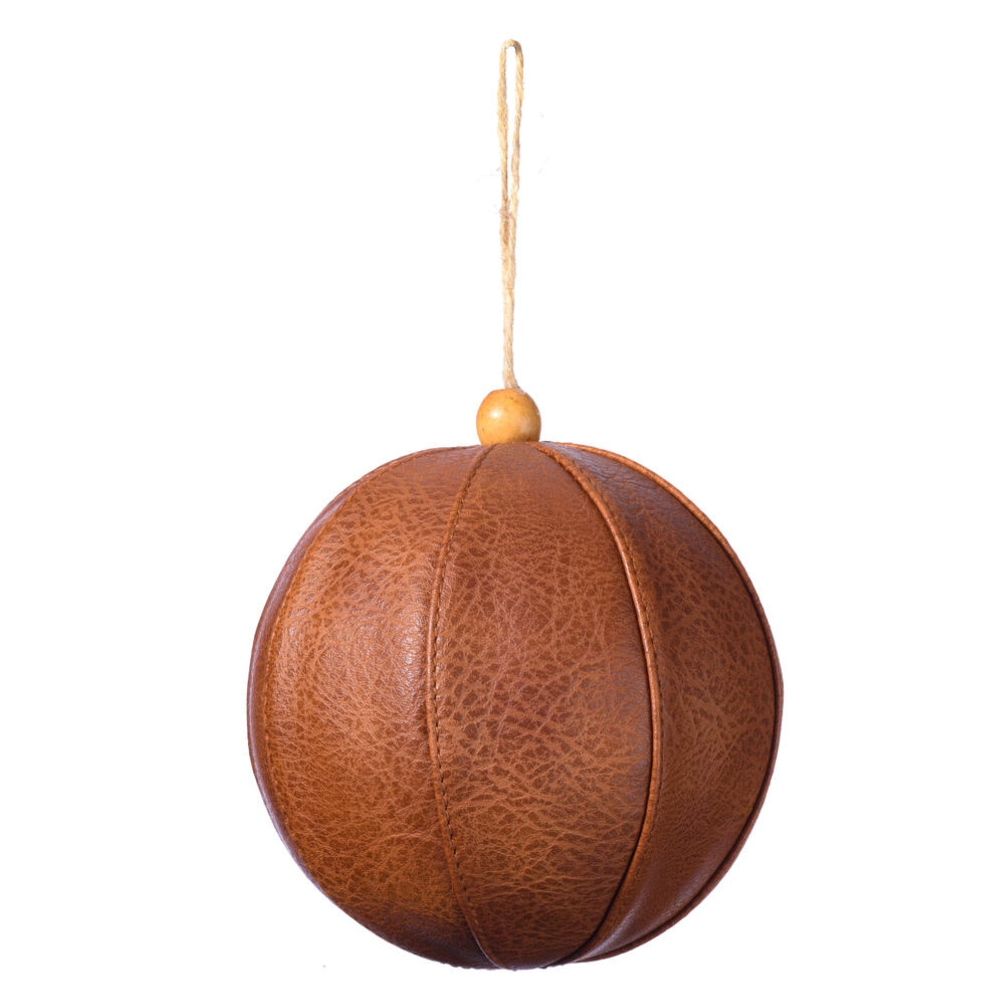 5” Mocha Brown Faux Leather Ball Orn 4/b