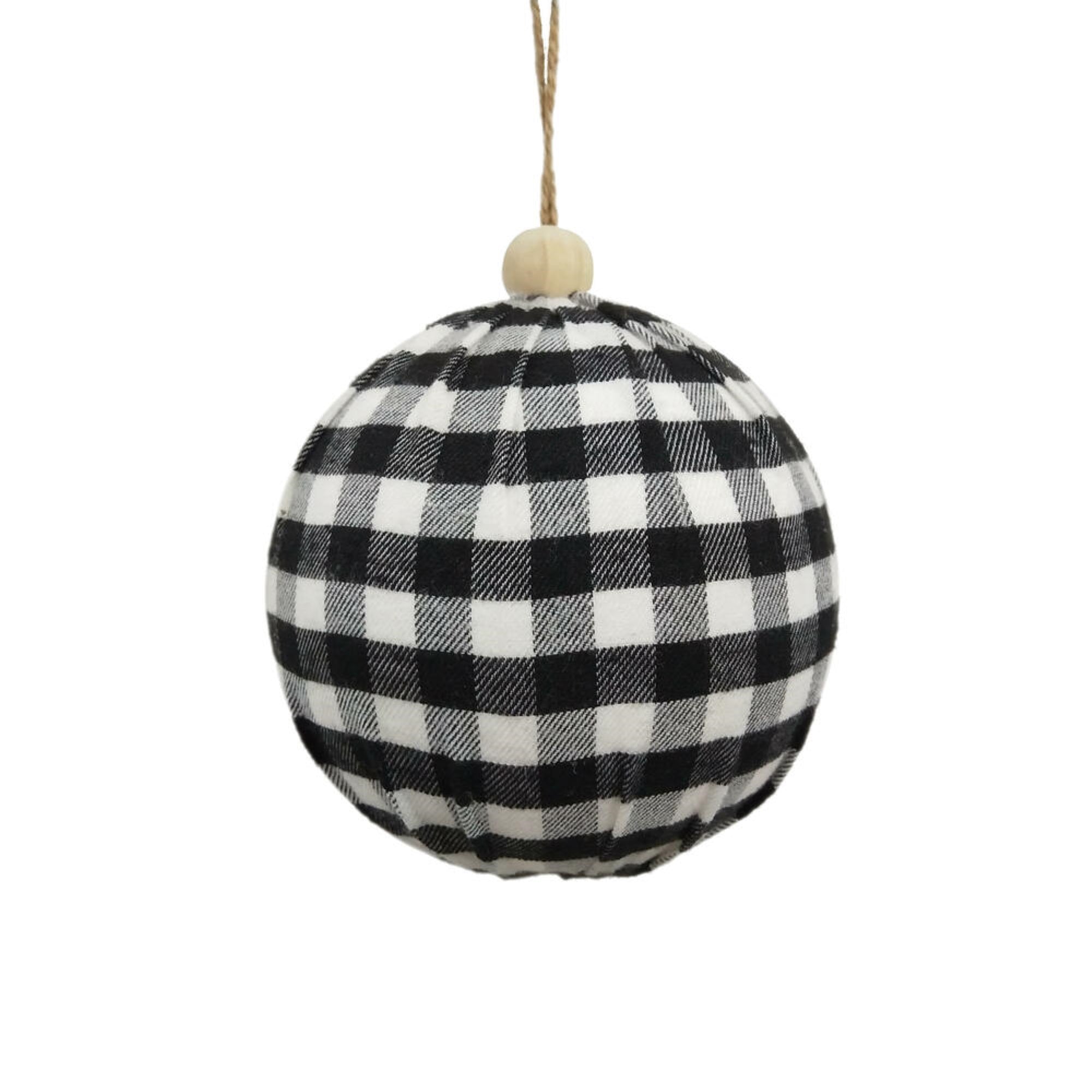 5” Black/White Plaid Cloth Ball Orn 2/bx