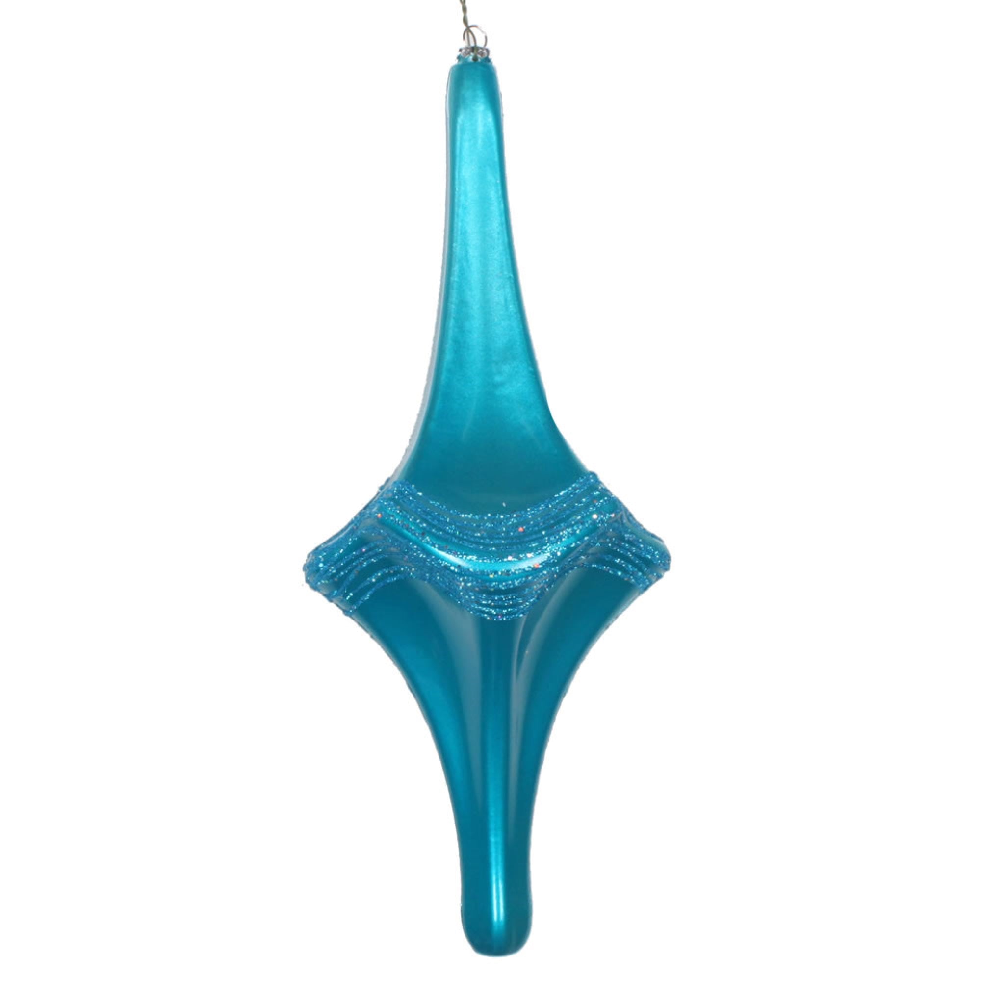 Vickerman 12” Turquoise Candy Glitter Drop Orn - MT194112D