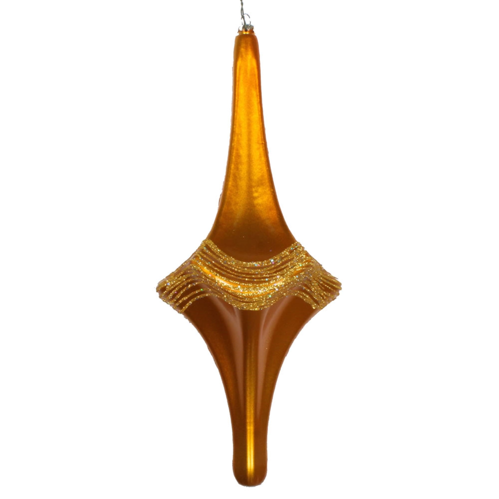 Vickerman 12” Antique Gold Candy Glitter Drop Orn - MT194130D