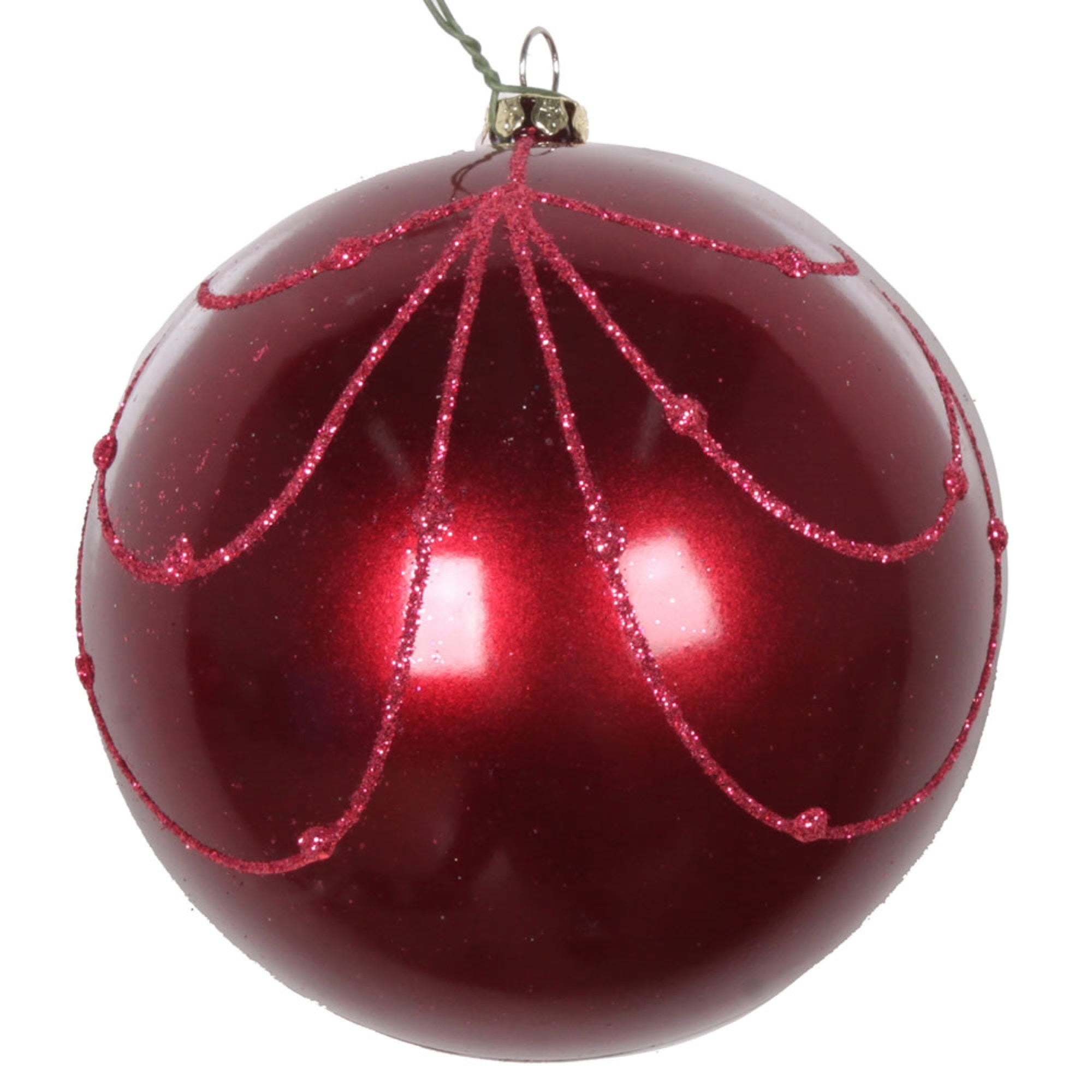Vickerman 4” Berry Red Candy Glit Curtain Orn 4/Bg - MT194521D