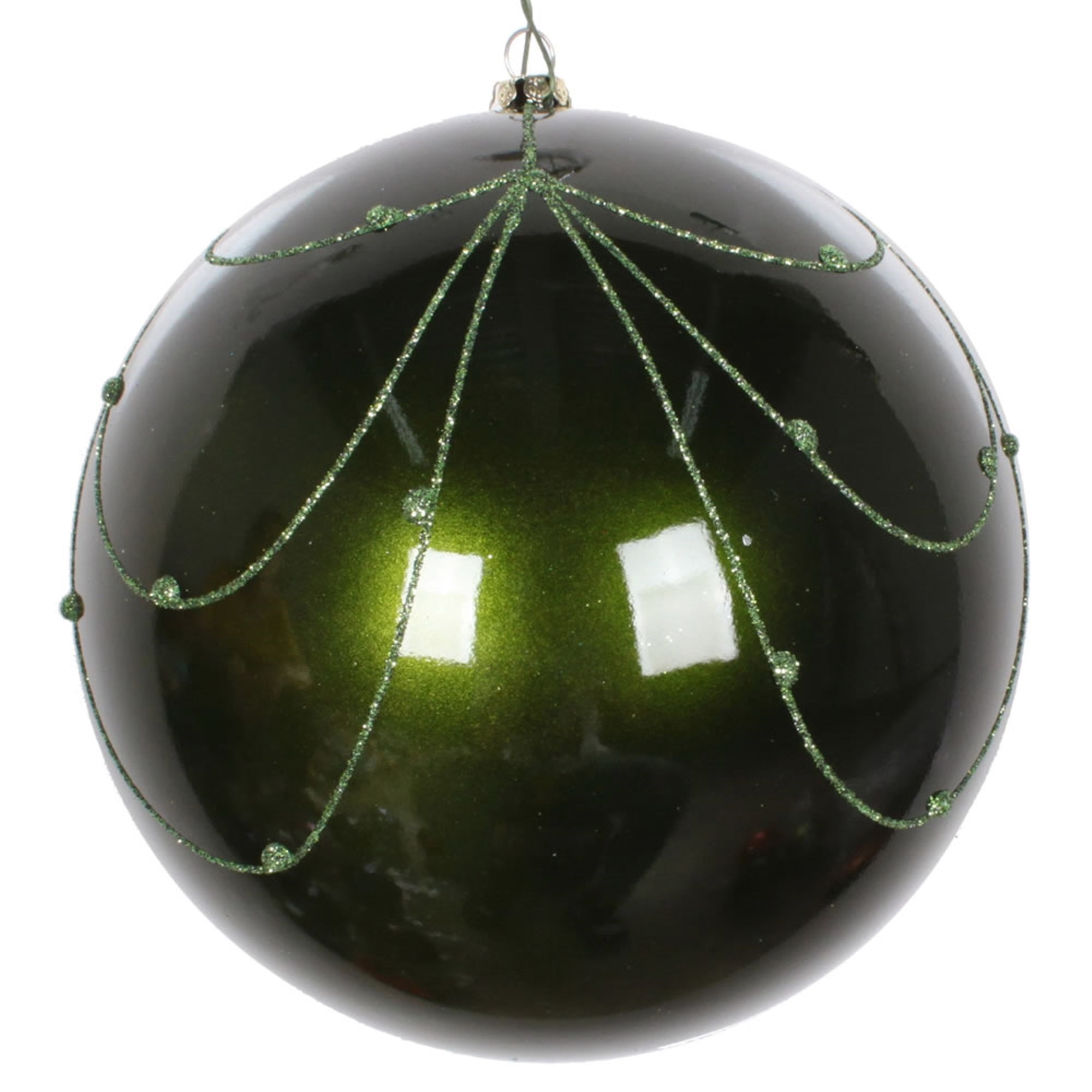Vickerman 6” Moss Green Candy Curtain Orn 3/Bag - MT194764D