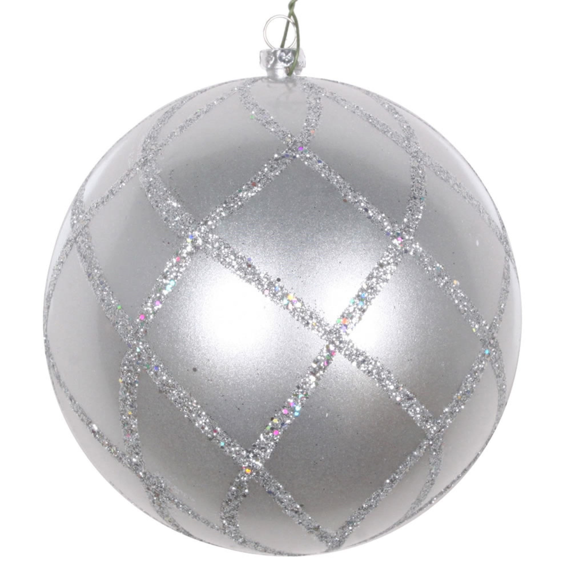 Vickerman 4.75” Silver Candy Glitter Net Orn 3/Bag - MT198107D