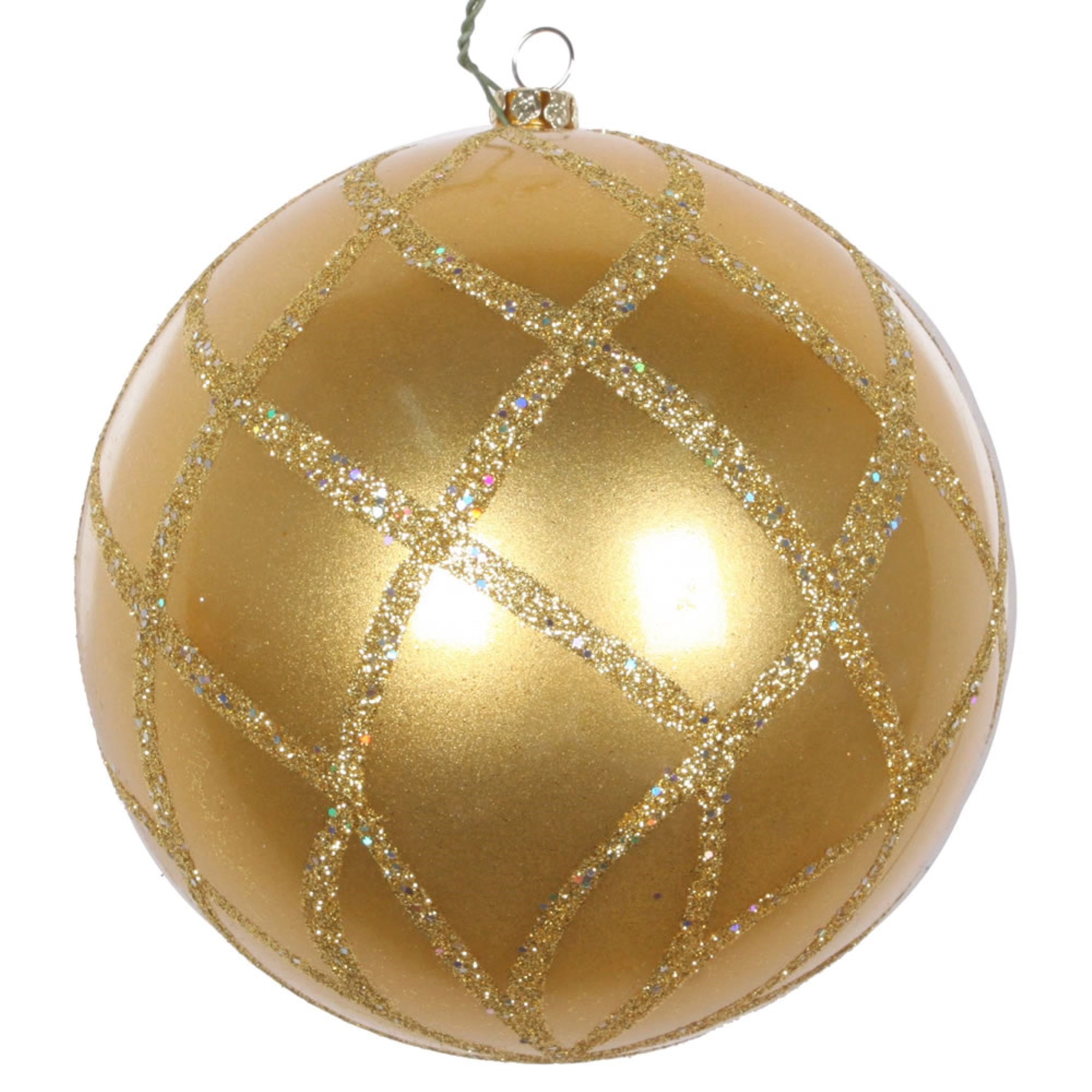 Vickerman 4.75” Gold Candy Glitter Net Orn 3/Bag - MT198108D
