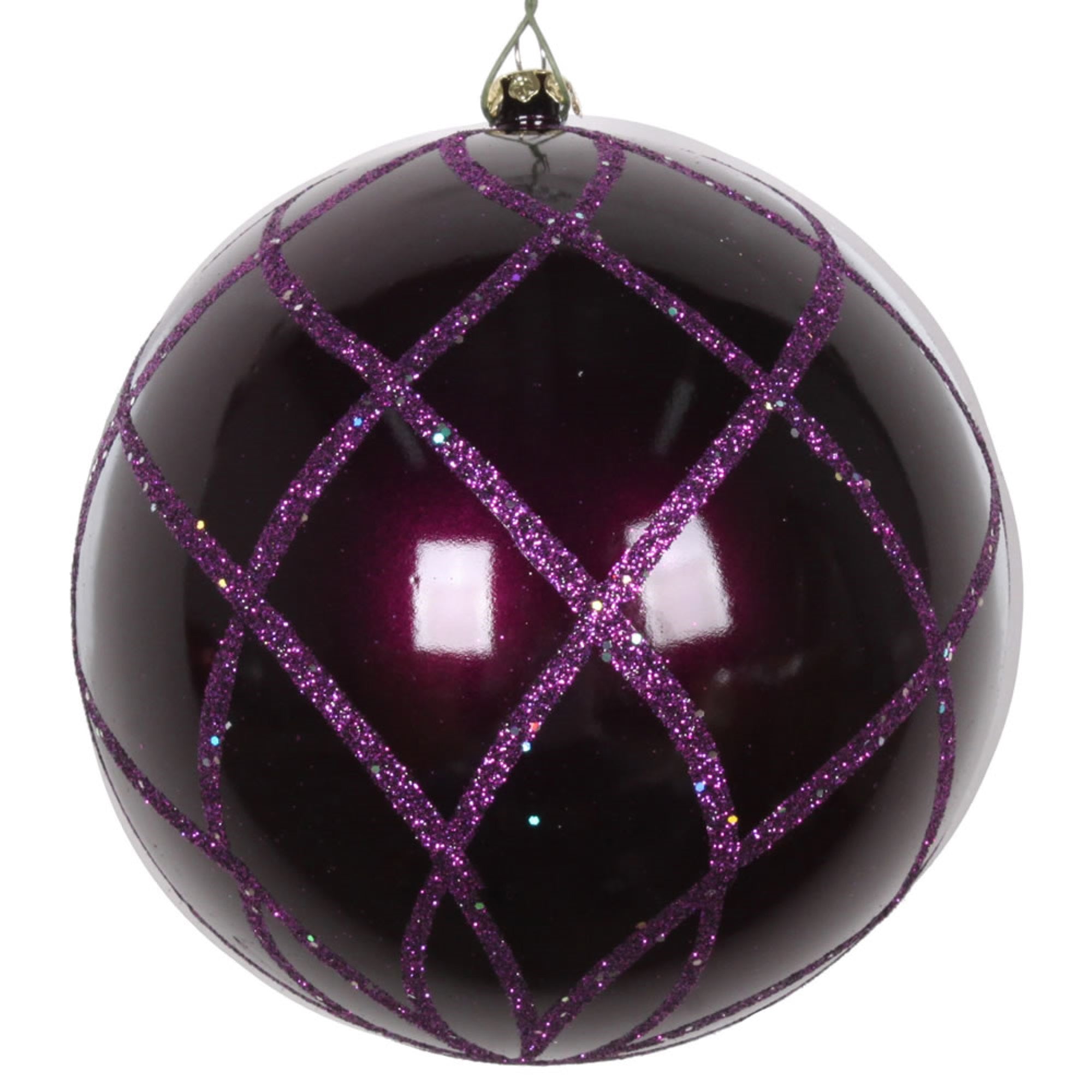 Vickerman 4.75” Plum Candy Glitter Net Orn 3/Bag - MT198126D