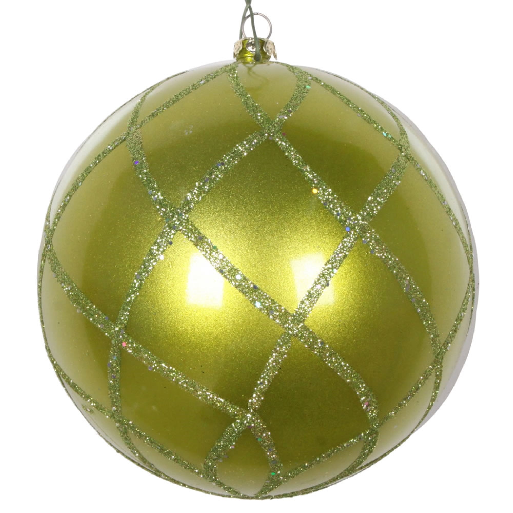 Vickerman 4.75” Lime Candy Glitter Net Orn 3/Bag - MT198173D