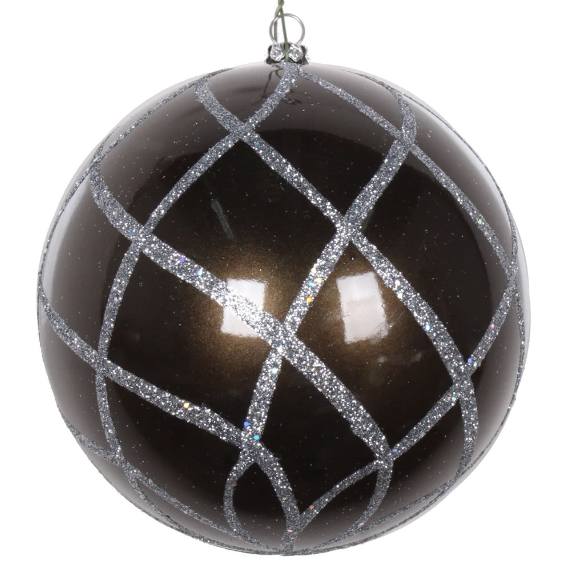 Vickerman 4.75” Pewter Candy Glitter Net Orn 3/Bag - MT198187D