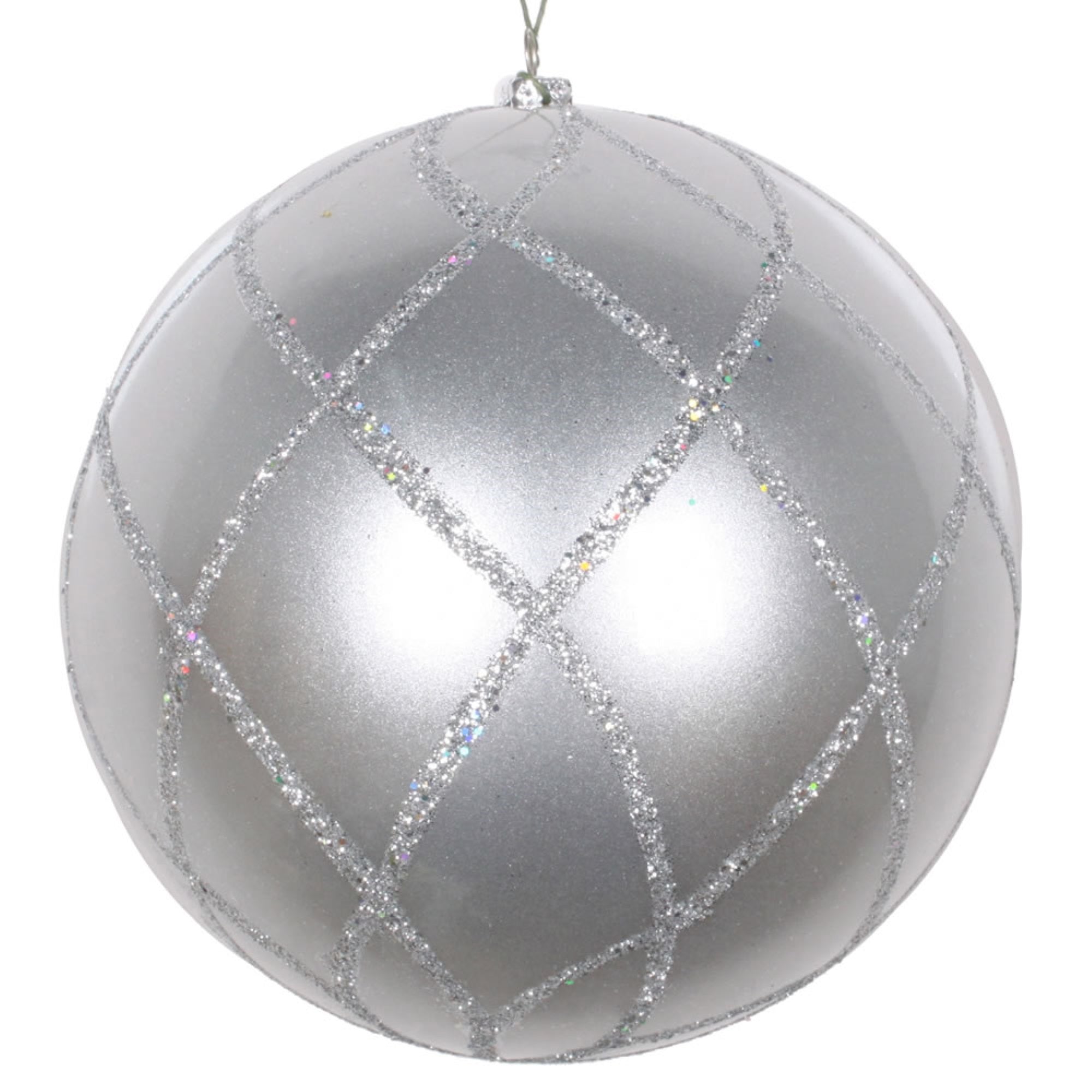 Vickerman 6” Silver Candy Glitter Net Orn 2/Bag - MT198207D