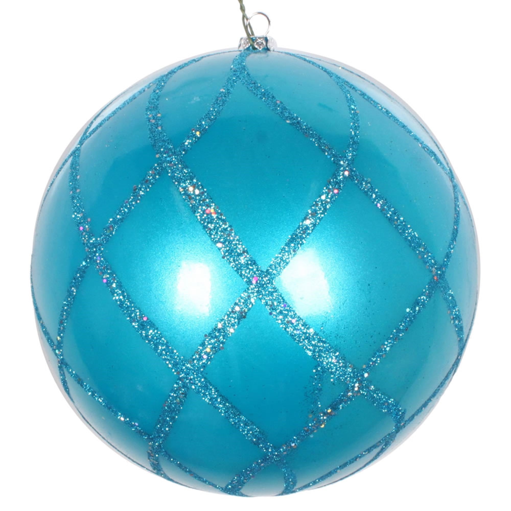 Vickerman 6” Turquoise Candy Glitter Net Orn 2/Bag - MT198212D