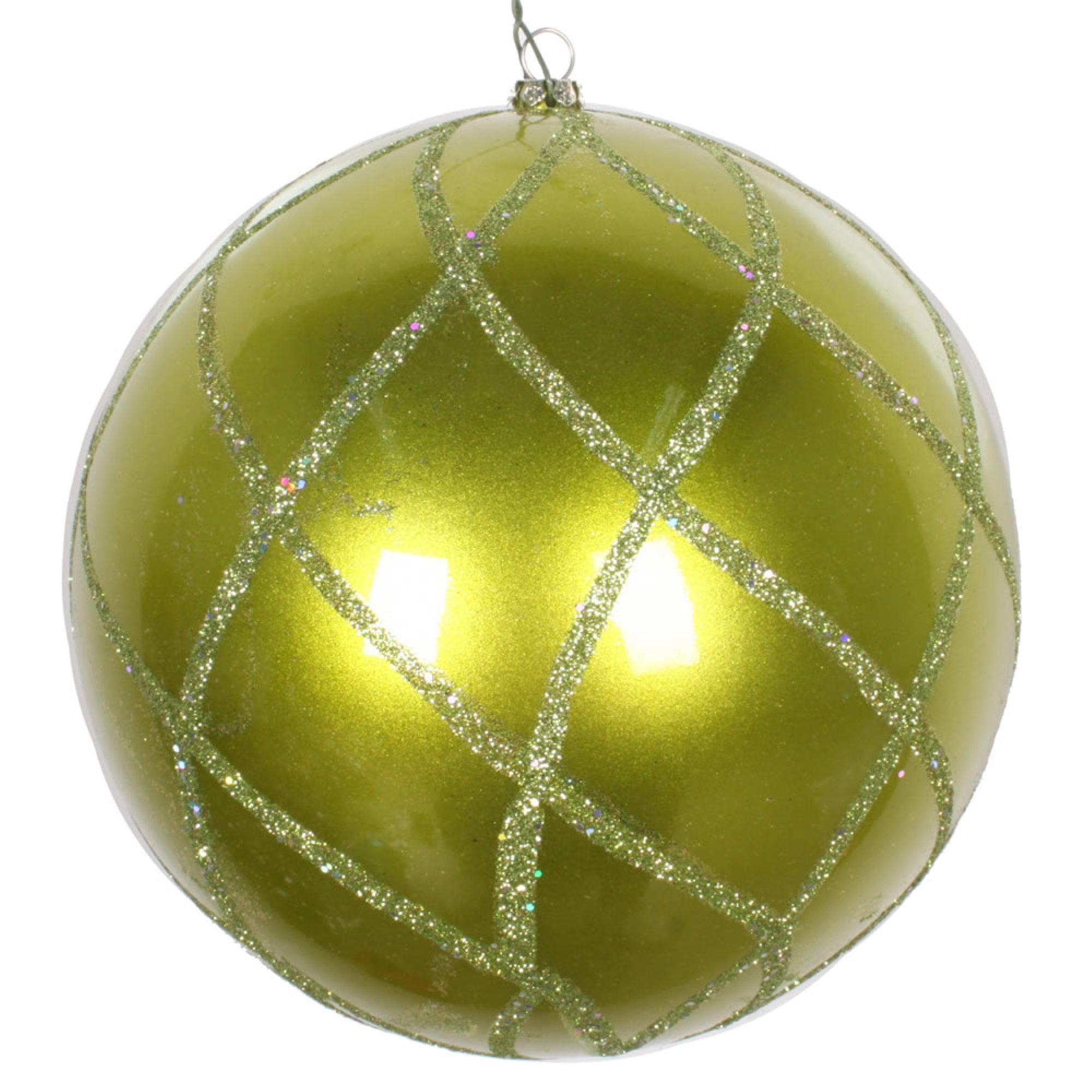 Vickerman 6” Lime Candy Glitter Net Orn 2/Bag - MT198273D