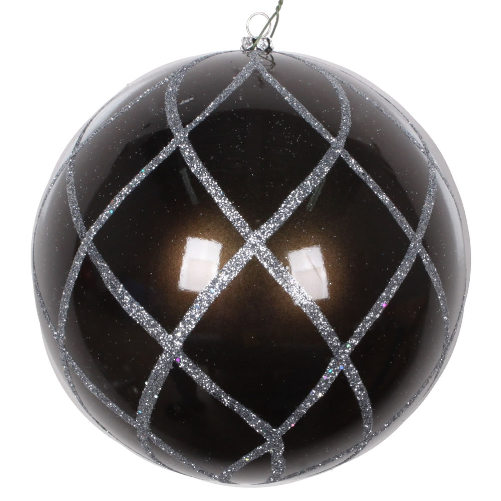 Vickerman 6” Pewter Candy Glitter Net Orn 2/Bag - MT198287D