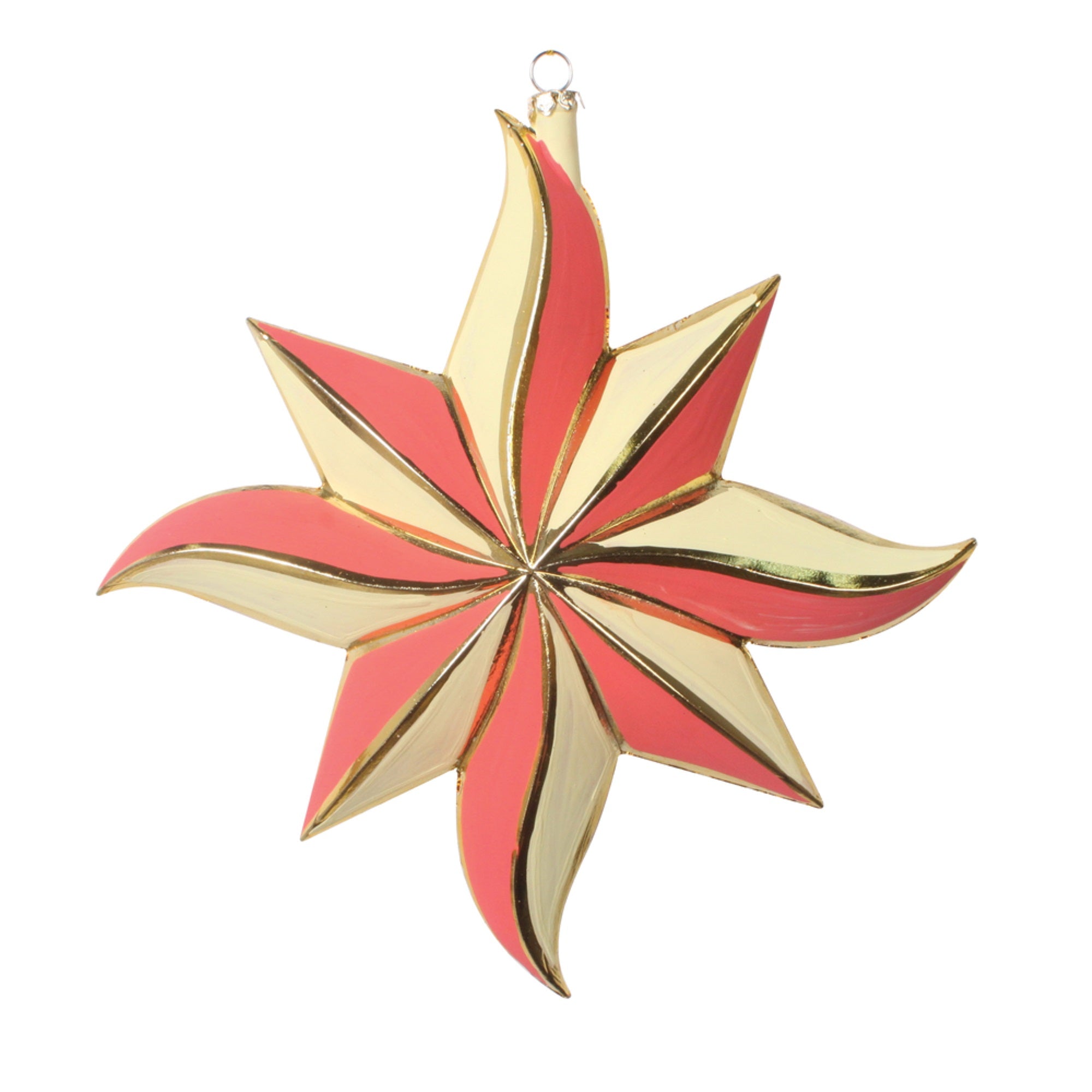 7.5” Coral 8 Point Star Ornament 2/Bag