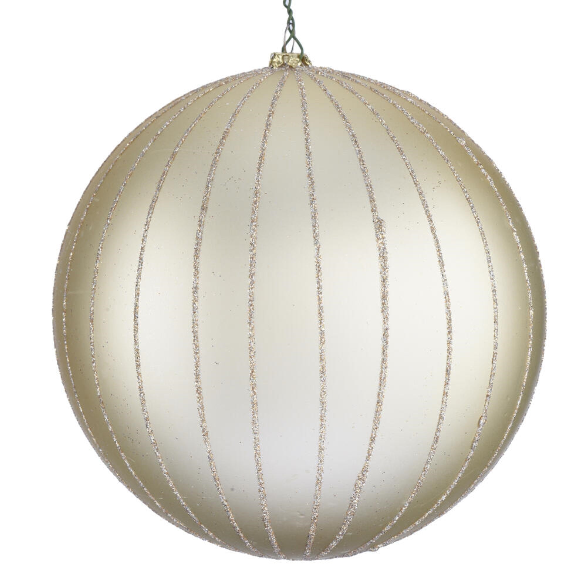 6” Champagne Matte Glitter Ball Orn 2/bg