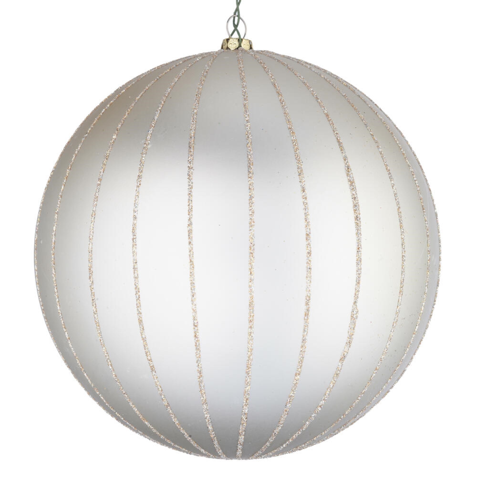 6” Oat Matte Glitter Ball Ornament 2/bag