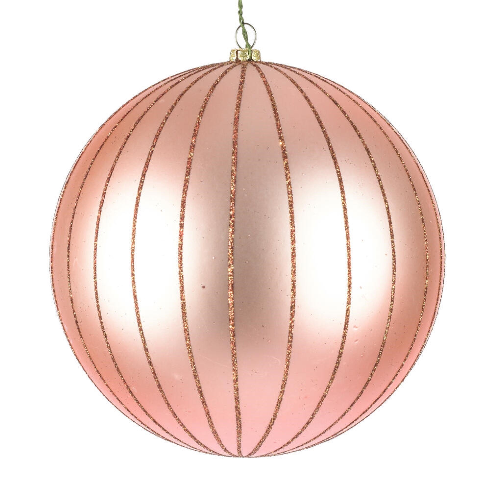 6” Rose Gold Matte Glitter Ball Orn 2/bg