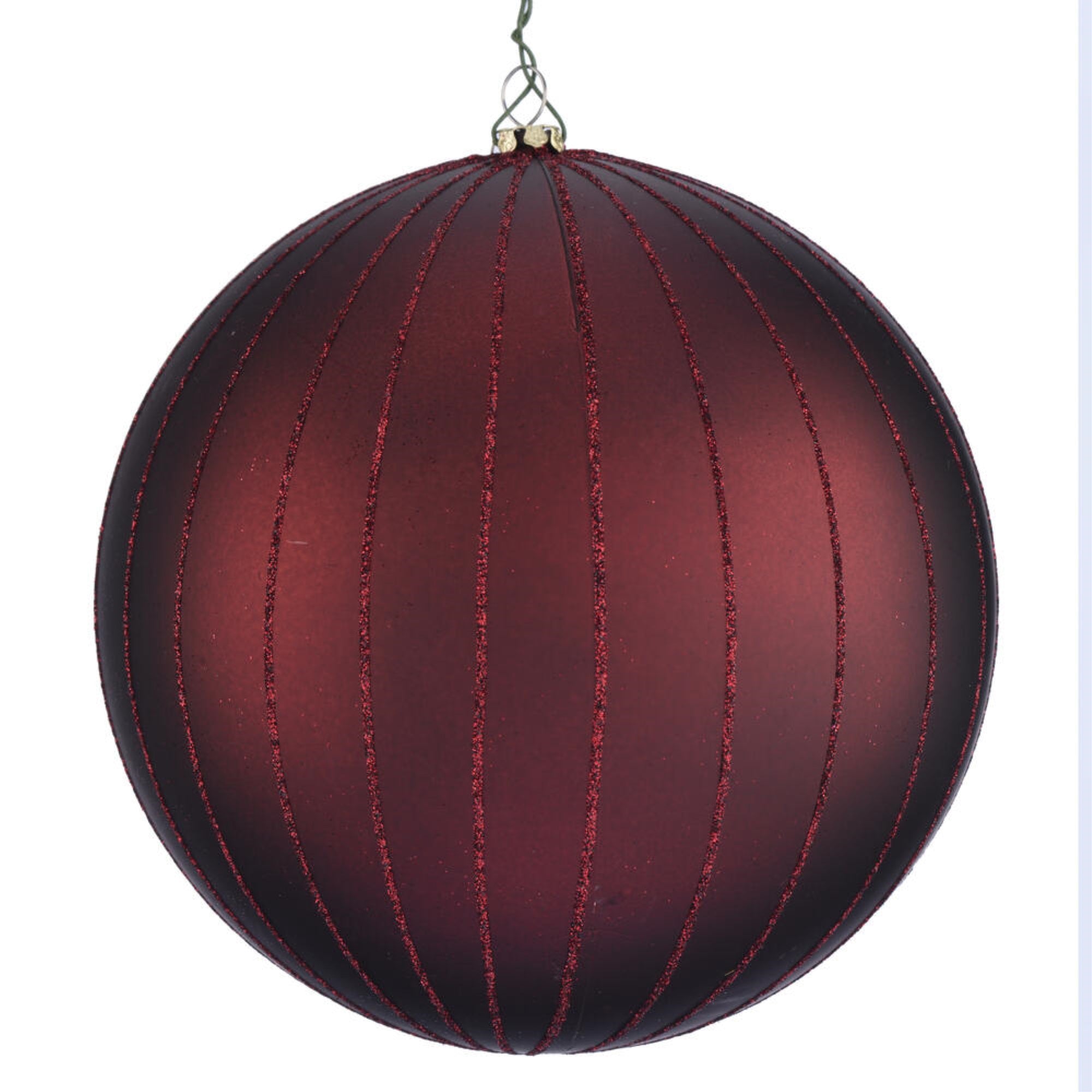 6” Burgundy Matte Glitter Ball Orn 2/bag
