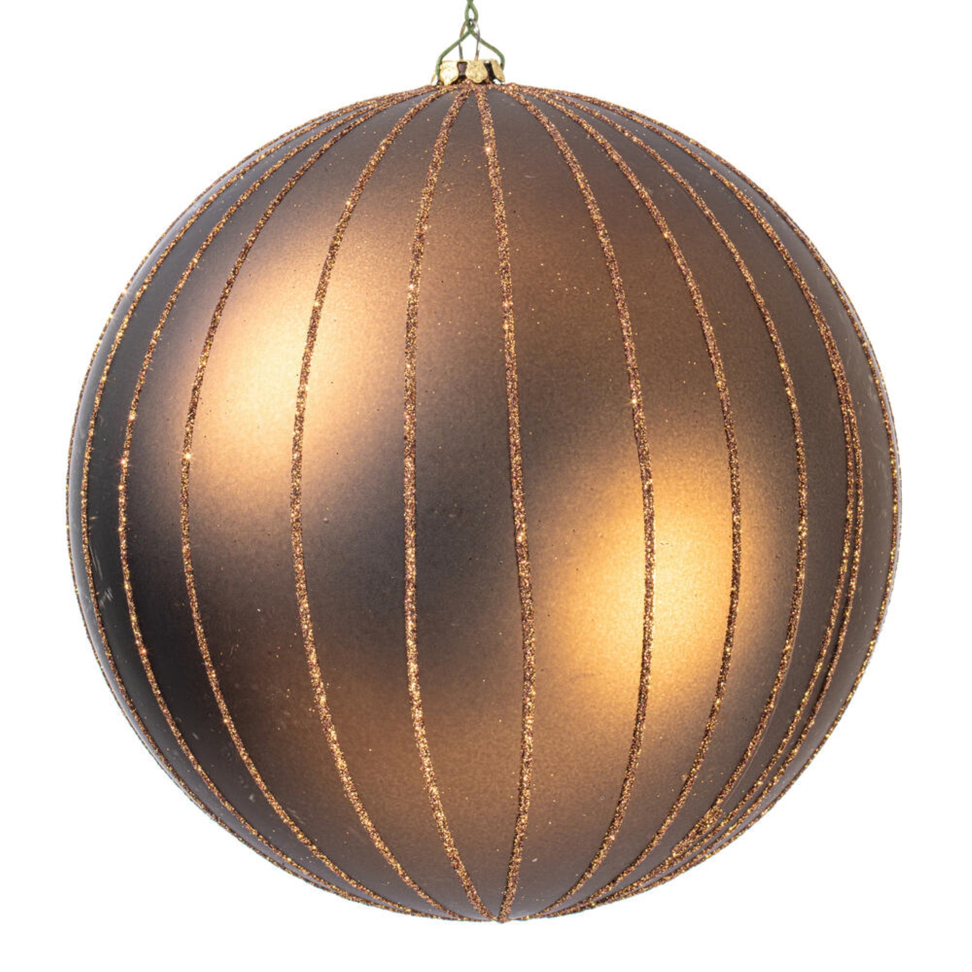 6” Mocha Matte Glitter Ball Orn 2/bag