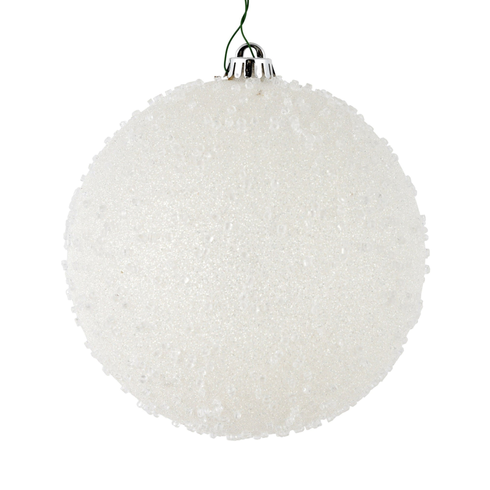 Vickerman 6” White Ice Ball Ornament 4/Bag - N185311