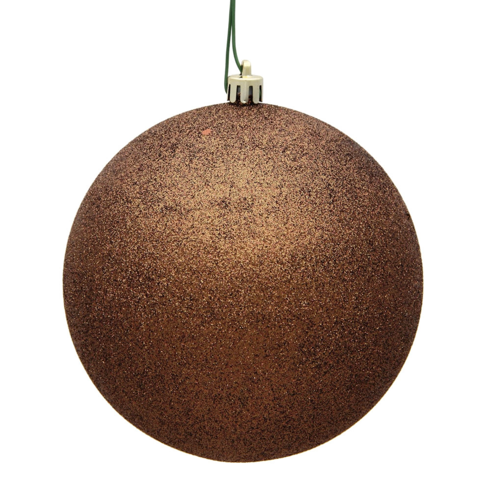 Vickerman 4” Mocha Glitter Ball Drilled 6/Bag - N591076DG