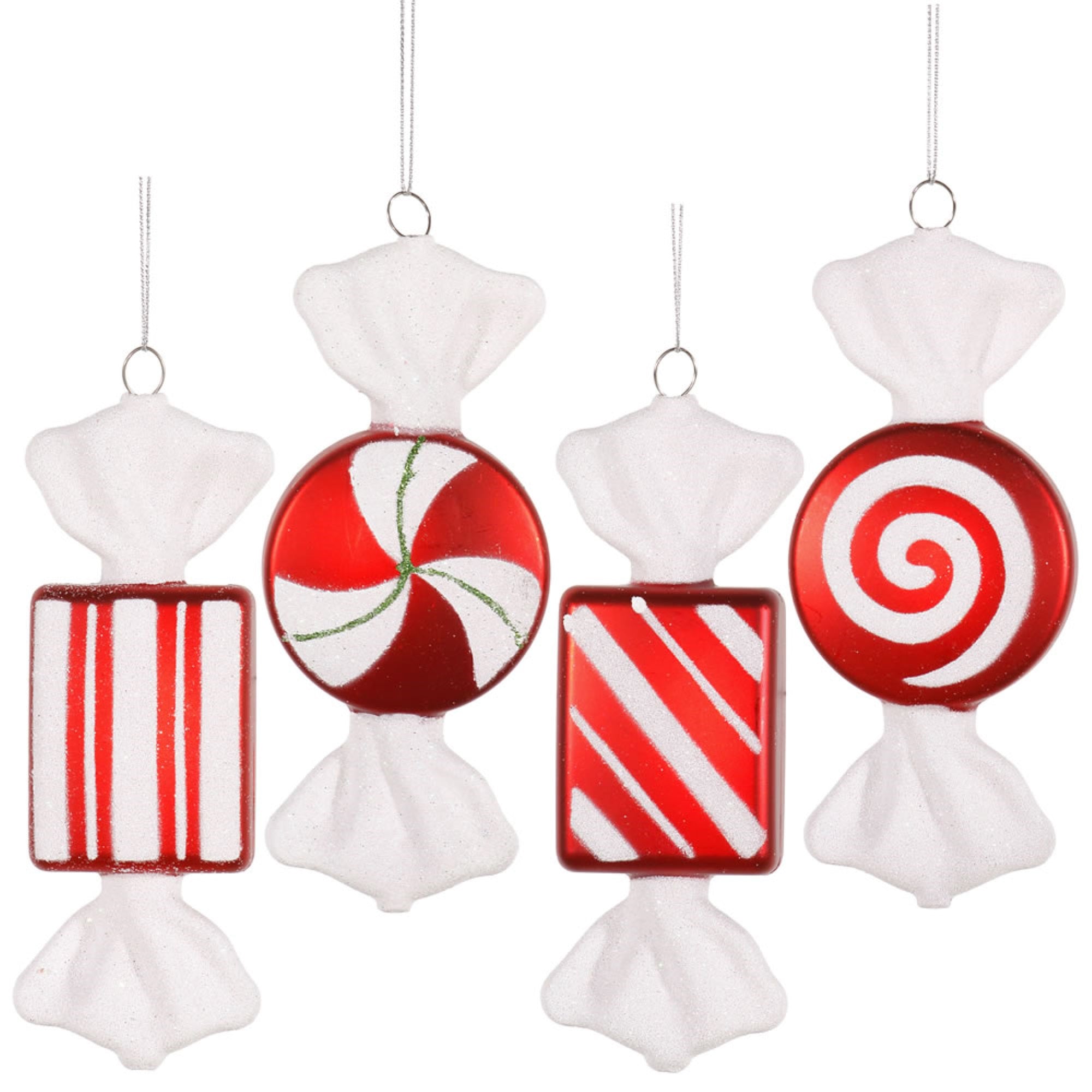 Vickerman 6″ Red-White Candy Orn 4 Asst 4/Bx - O127001