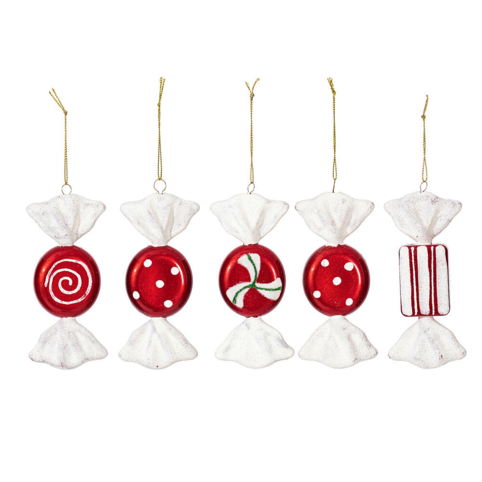 Vickerman 3.5″ Red-White Candy Orn 5 Asst 5/Bx - O127303