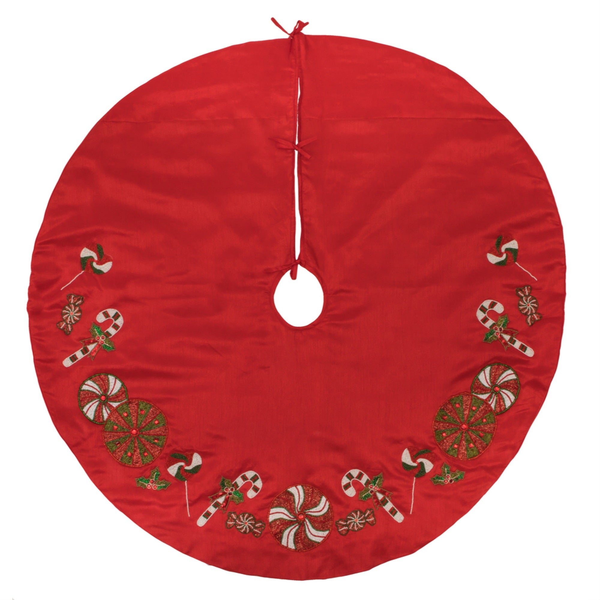 Vickerman 52” Red Beaded Candy Cane Treeskirt - QTX191103