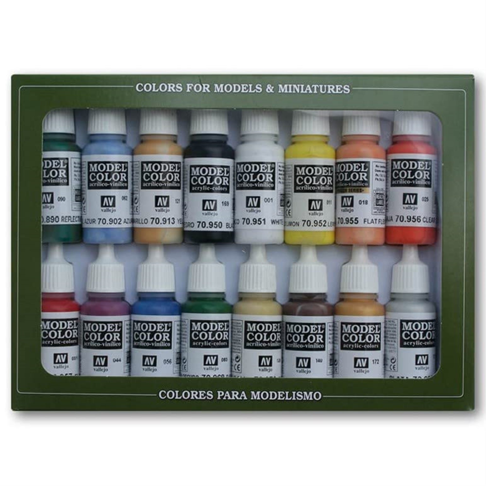 Vallejo Acrylicos Vjp70140 17 Ml Basic Colors Usa Model Paint - Set Of 16