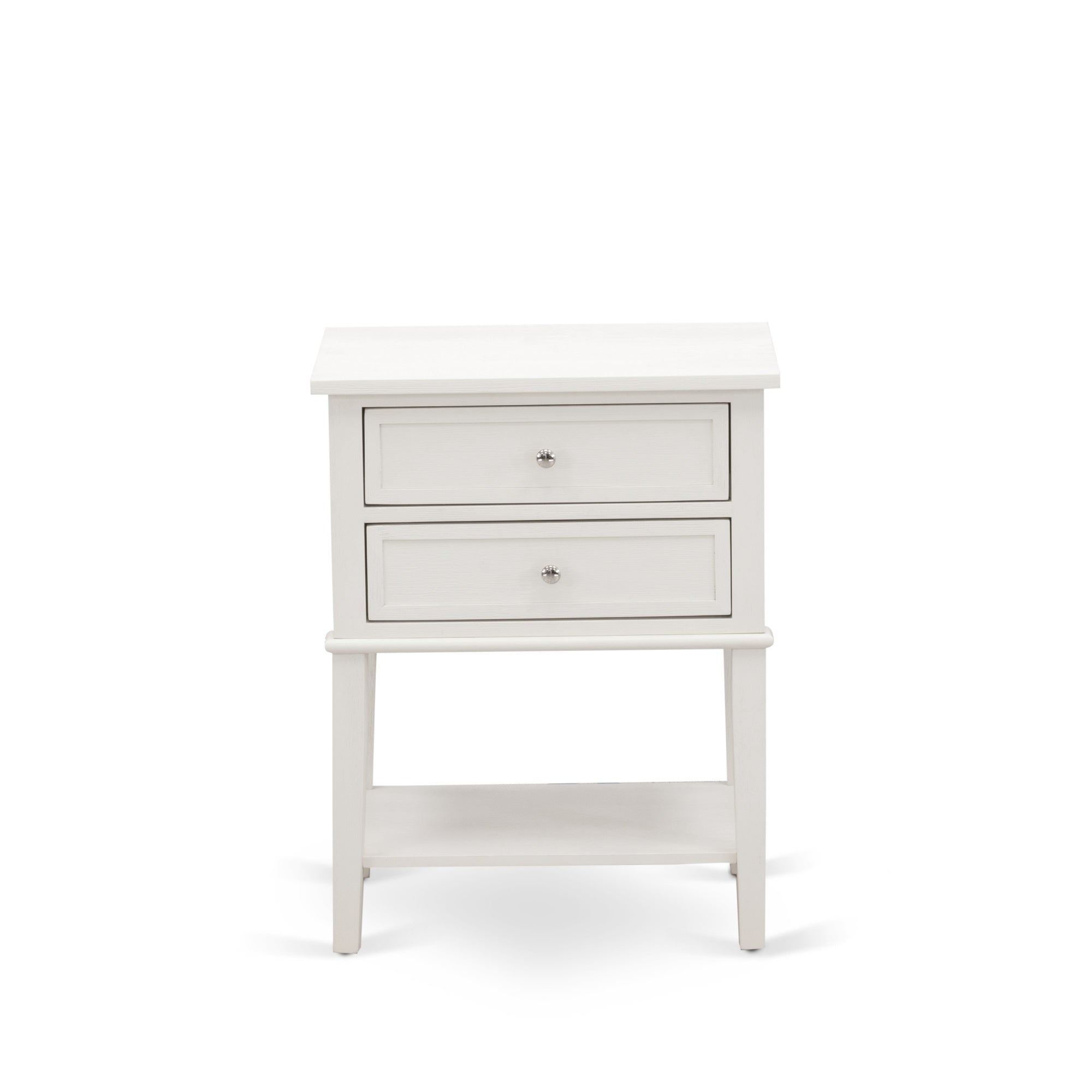 East West Furniture Vl-0C-Et Small Night Stand With 2 Wooden Drawers, Stable And Sturdy Constructed - Wire Brushed Butter Cream Finish
