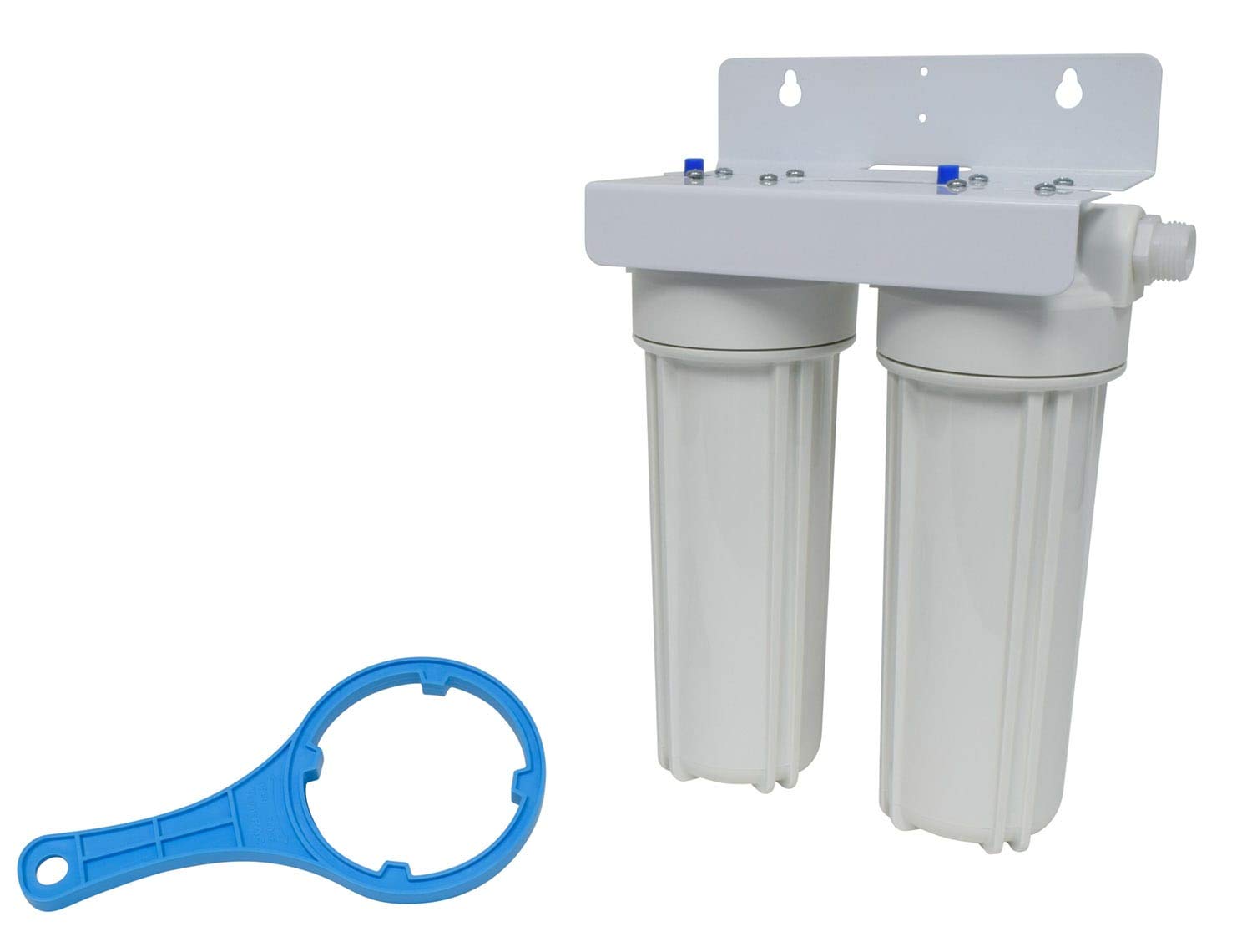 Exterior Filter System Dual Housing W/6 And 10 Cartridges Wall Bracket And Wrench