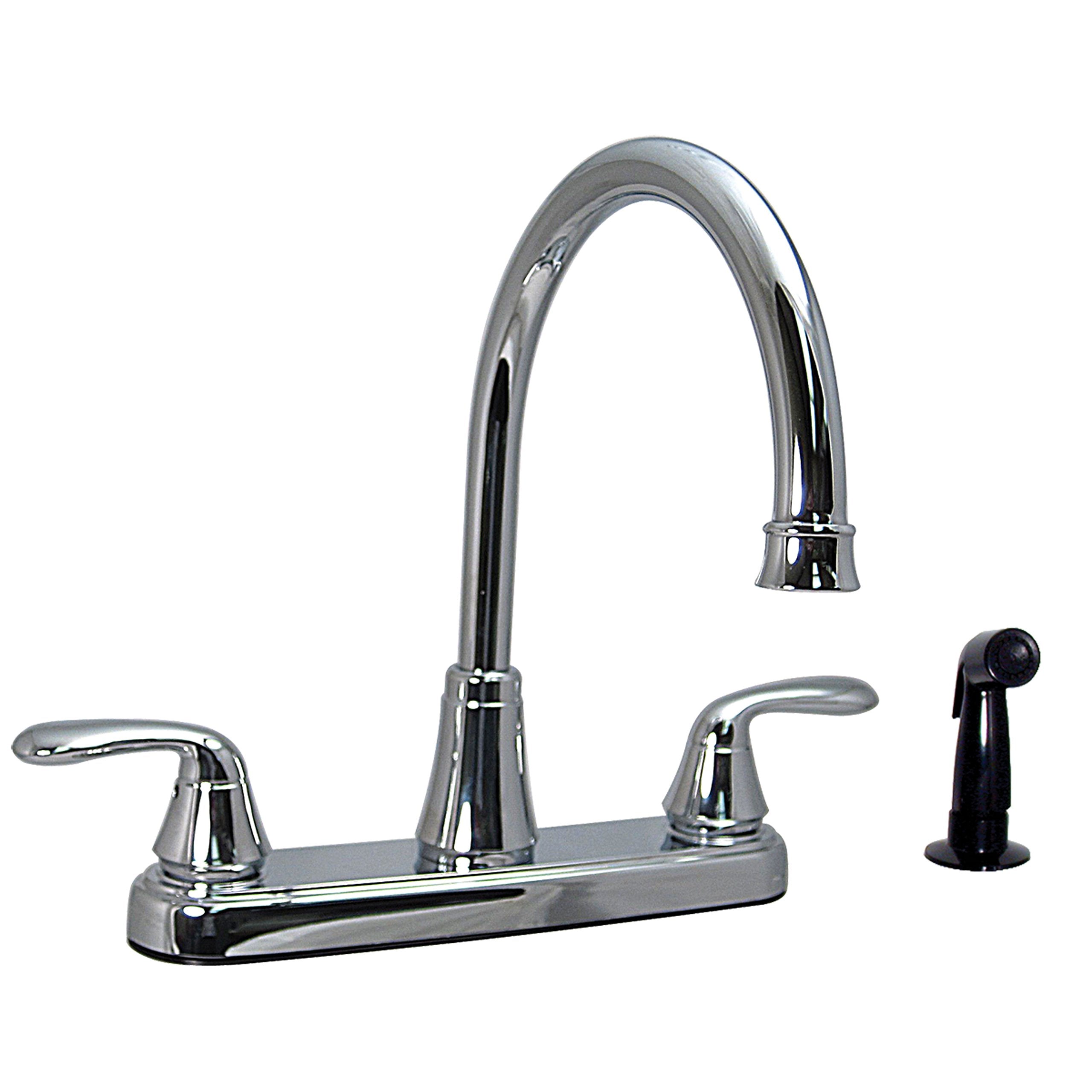 Kitchen Faucet W/ Side Spray 8In Hiarc Hybrid 2 Lever Chrome