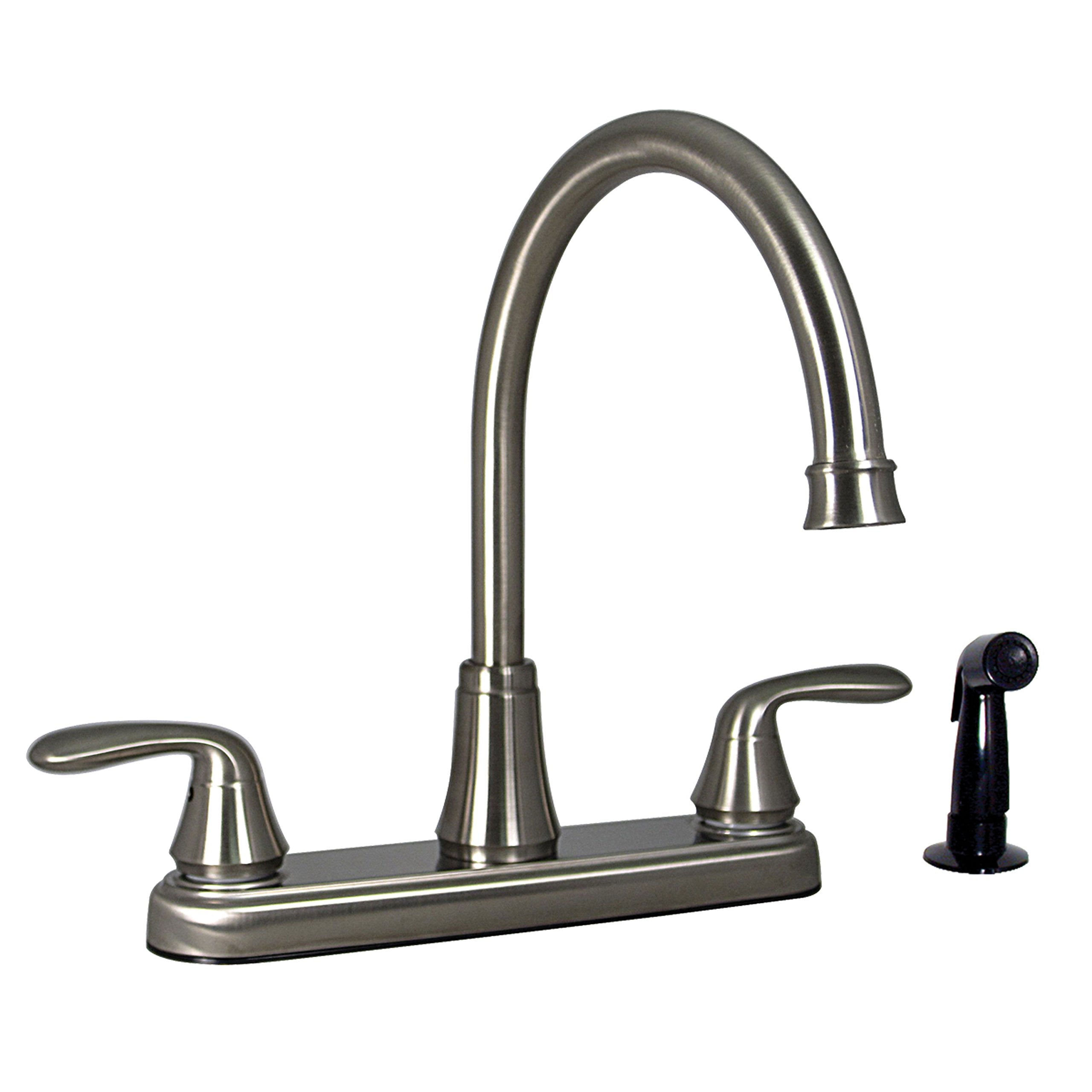 Kitchen Faucet W/ Side Spray 8In Hiarc Hybrid 2 Lever Brushed Nickel