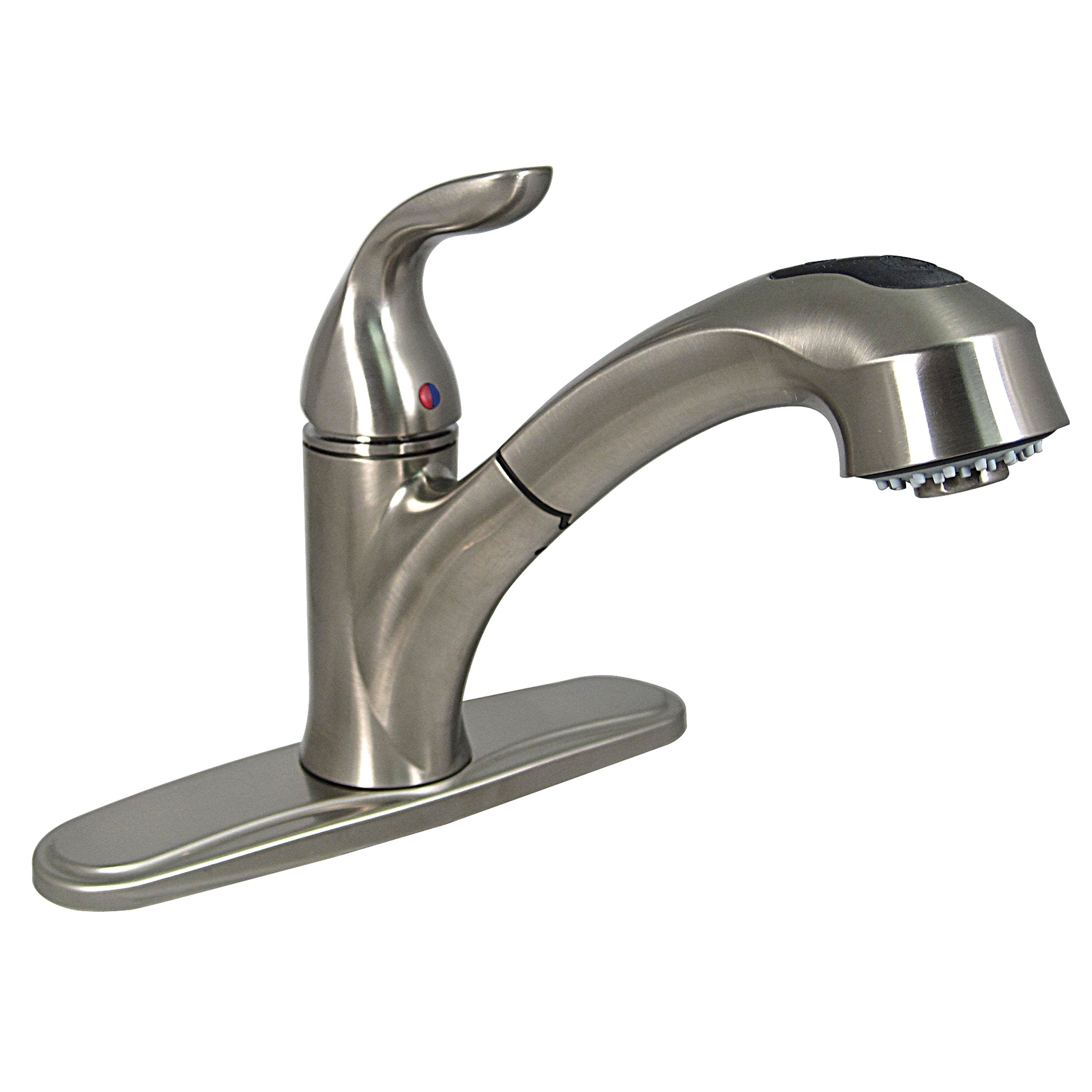 Kitchen Faucet 8In Pull Out Hybrid 1 Lever Ceramic Disc Brushed Nickel